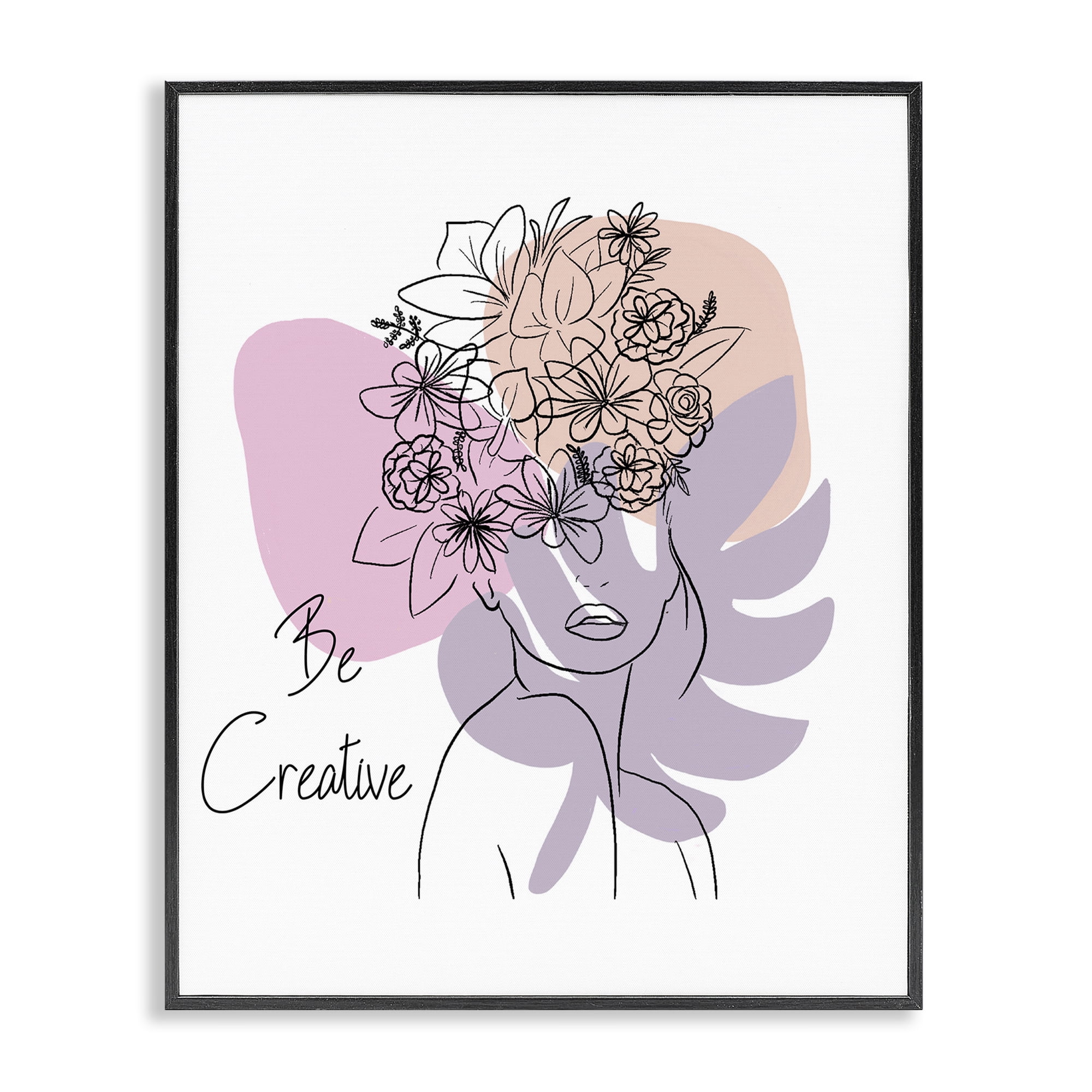 Stupell Industries Be Creative Portrait Typography Painting Black Framed Art Print Wall Art, 16 x 20