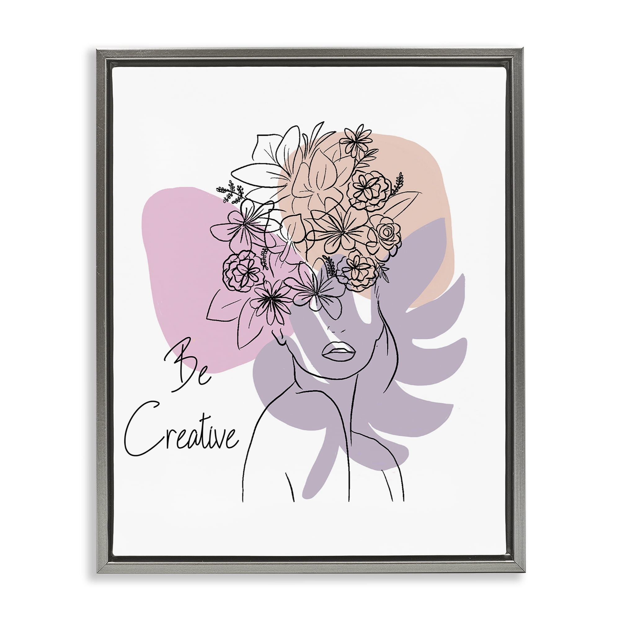 Stupell Industries Be Creative Portrait Typography Painting Gray Floater Framed Art Print Wall Art, 25 x 31