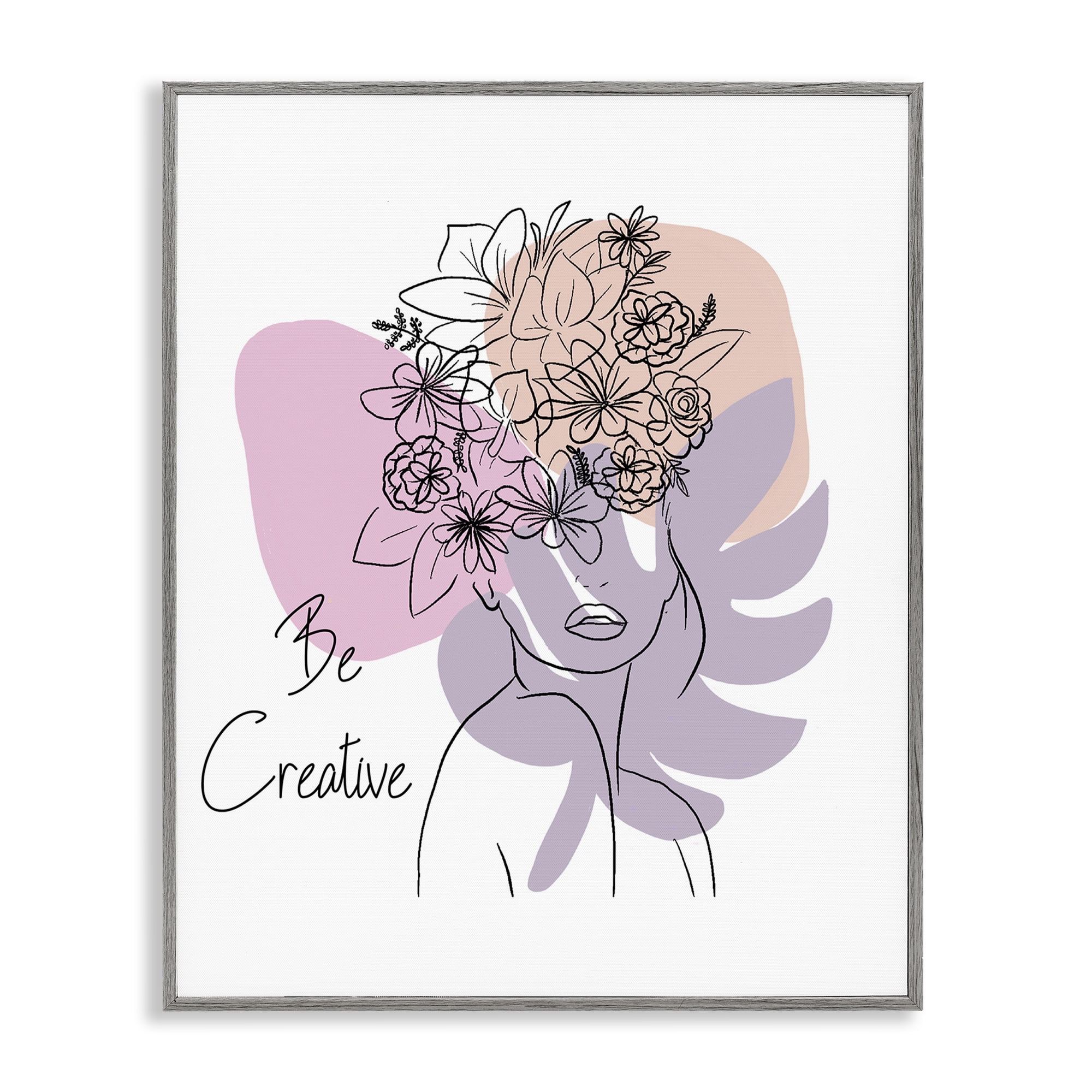 Stupell Industries Be Creative Portrait Typography Painting Gray Framed Art Print Wall Art, 11 x 14