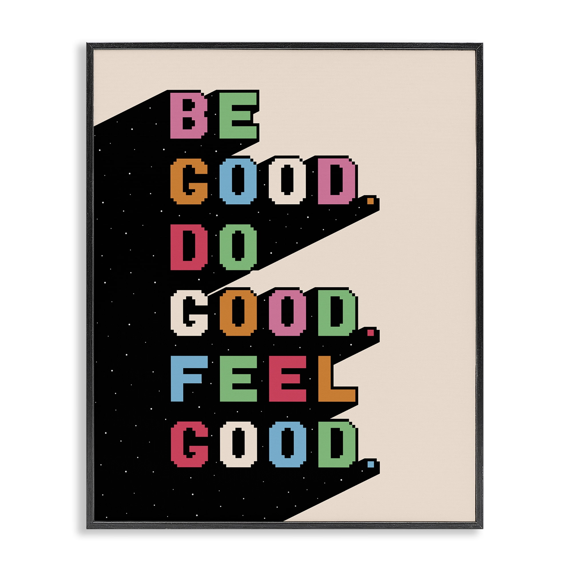 Stupell Industries Be Do & Feel Good Text & Numbers Painting Black Framed Art Print Wall Art, 16 x 20