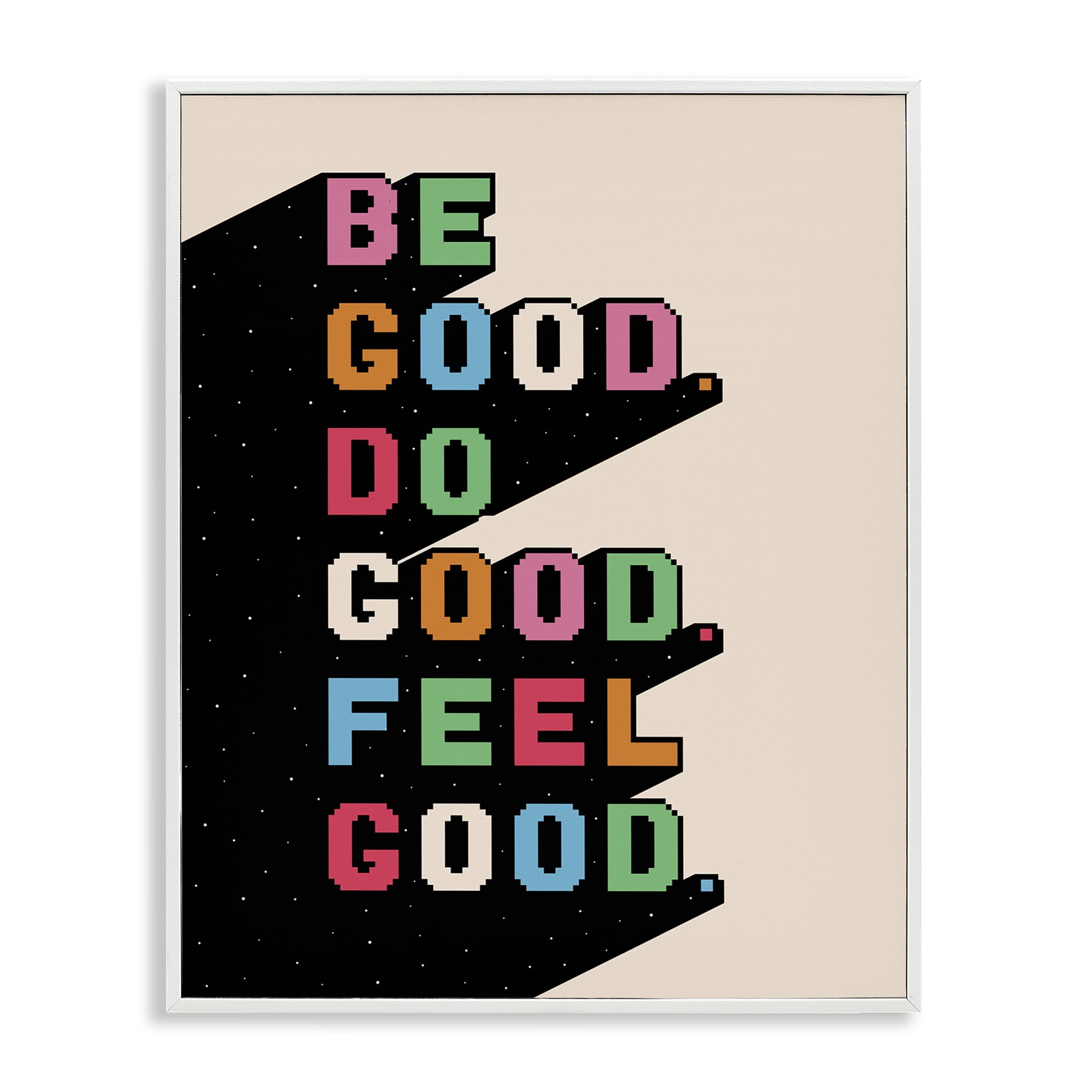 Stupell Industries Be Do & Feel Good Text & Numbers Painting White Framed Art Print Wall Art, 11 x 14