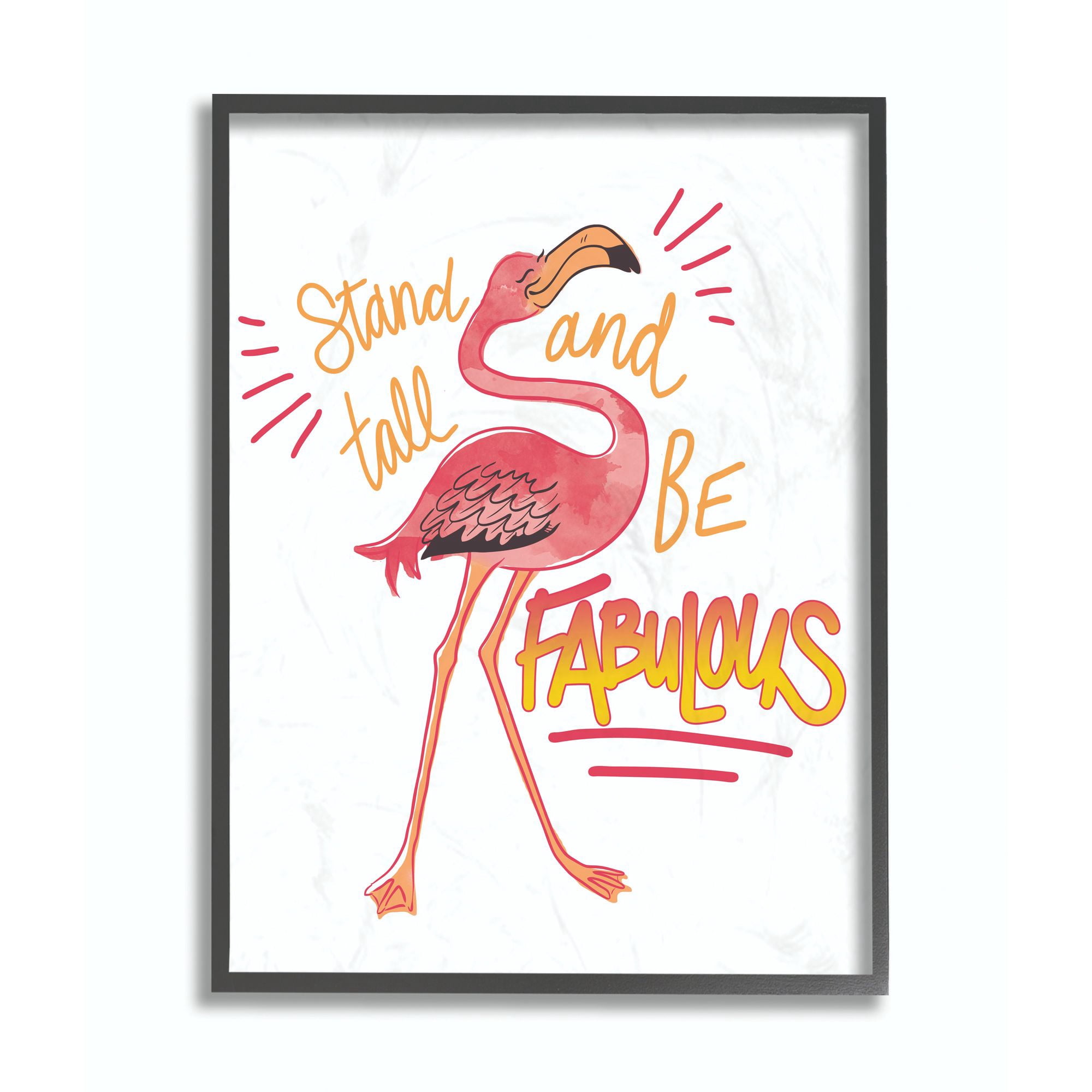 Stupell Industries Be Fabulous Flamingo Animal Pink Inspirational Word Design Framed Wall Art by The Saturday Evening Post