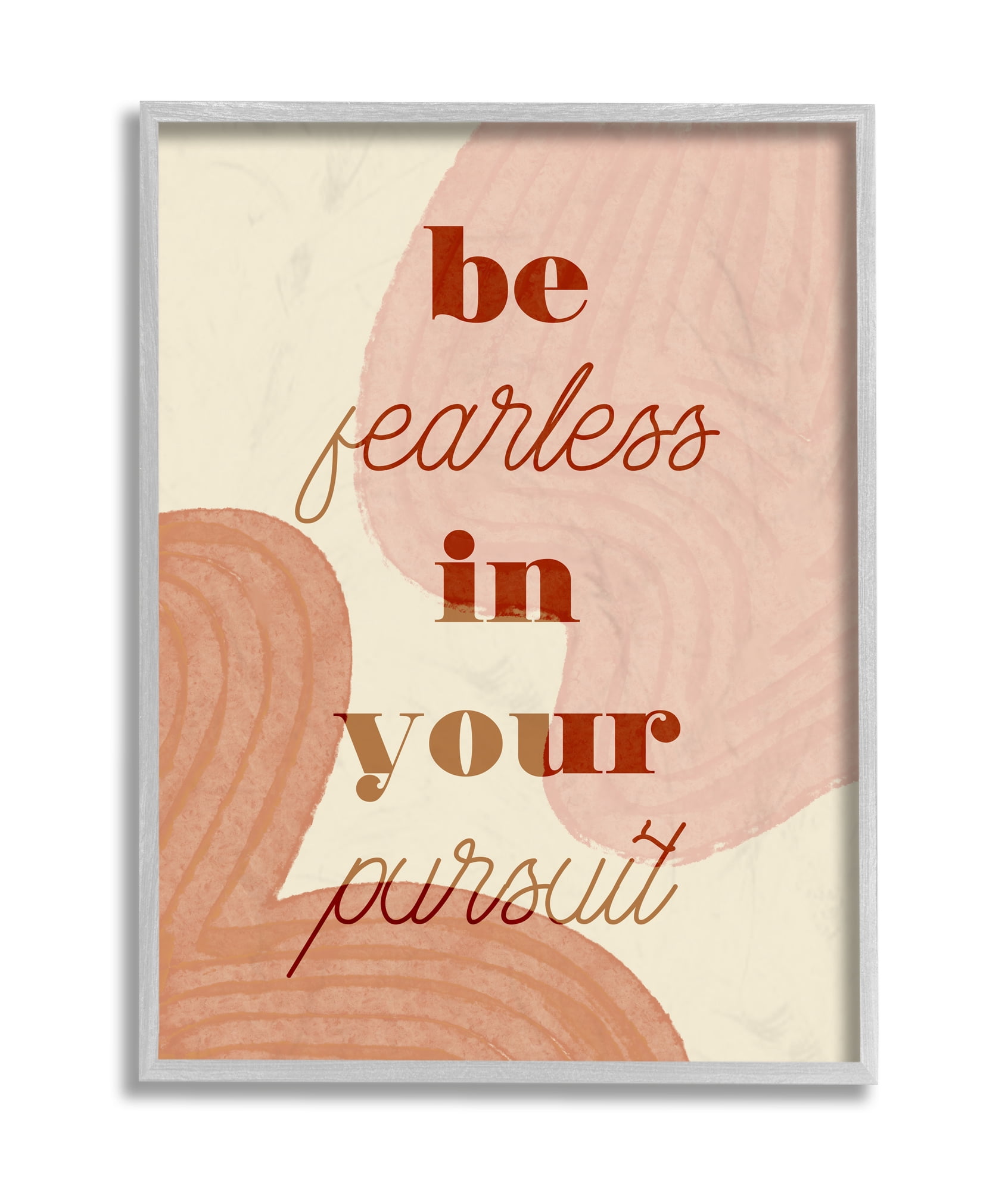 Stupell Industries Be Fearless In Pursuit Phrase Abstract Warm Shapes Grey Framed, 16 x 20, Design by Daphne Polselli
