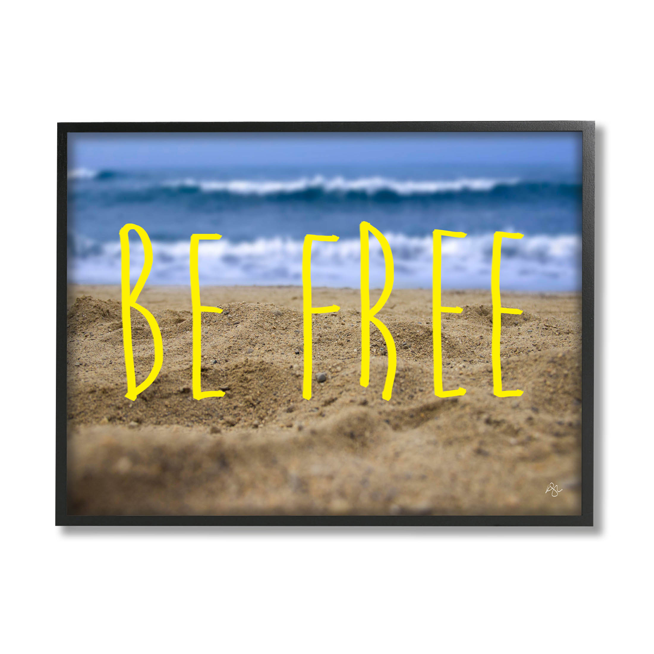 Stupell Industries Be Free Beach Waves Graphic Art Black Framed Art Print Wall Art, Design by K. Kaufman