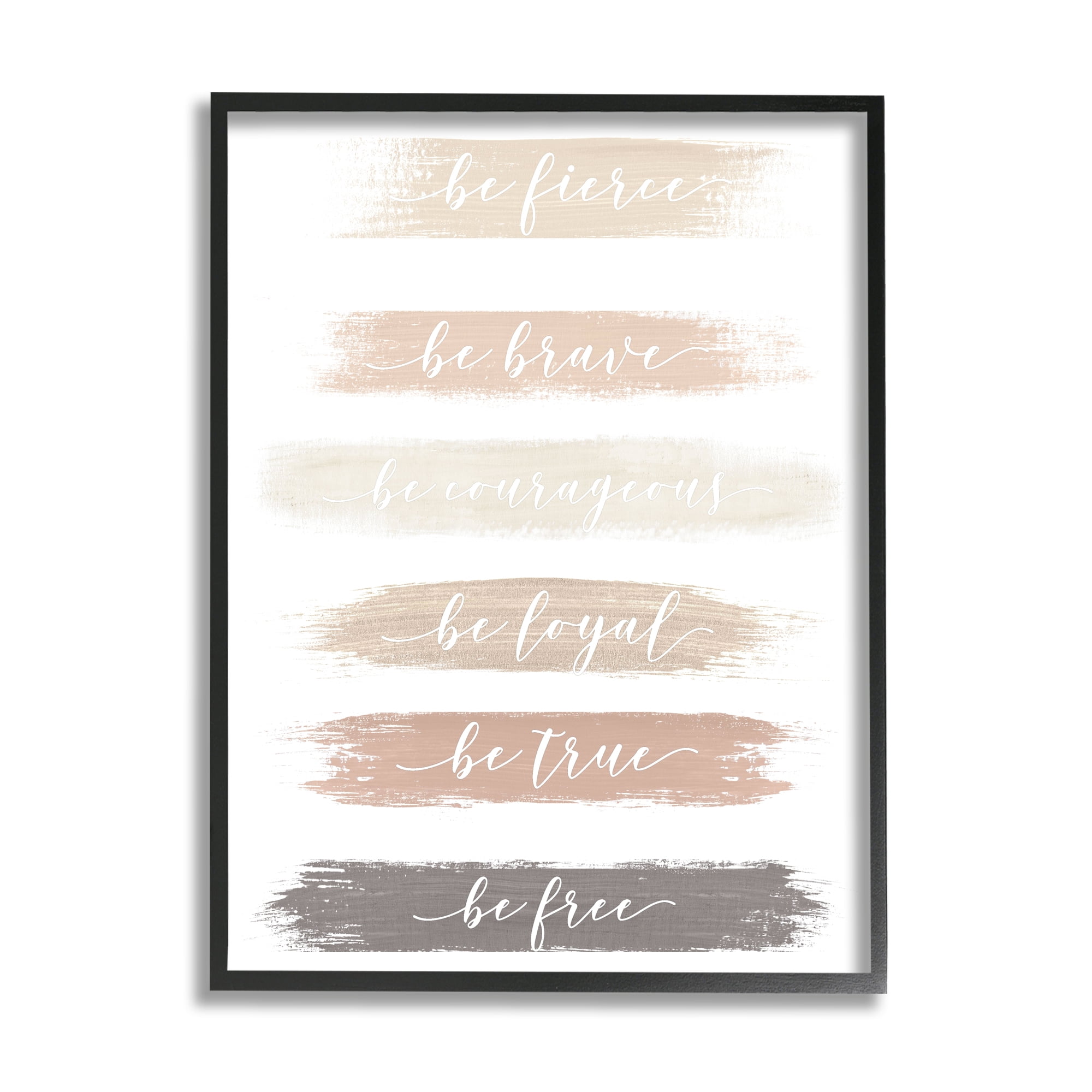 Stupell Industries Be Free Encouraging Paint Brush Stroke Neutral Tones Graphic Art Black Framed Art Print Wall Art, Design by Graffitee Studios