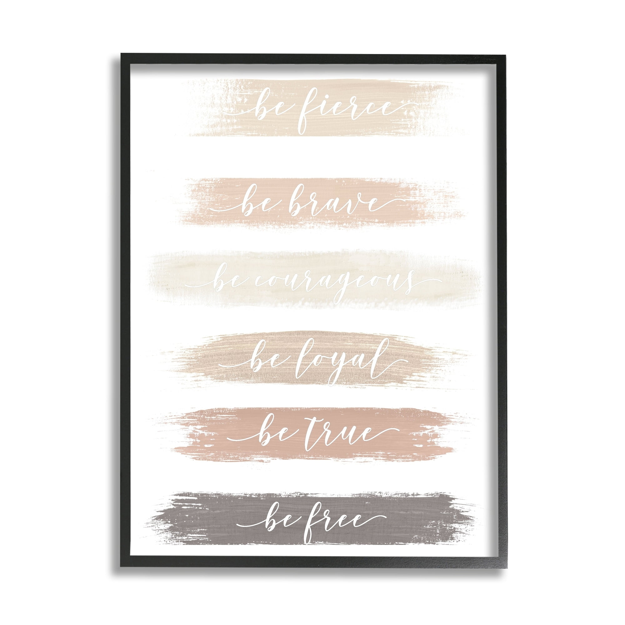 Stupell Industries Be Free Encouraging Paint Brush Stroke Neutral Tones Graphic Art Black Framed Art Print Wall Art, Design by Graffitee Studios