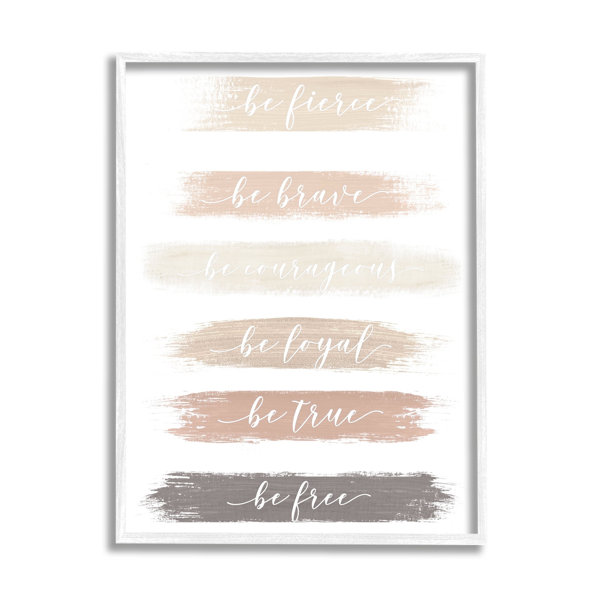 Stupell Industries Be Free Encouraging Paint Brush Stroke Neutral Tones Graphic Art White Framed Art Print Wall Art, Design by Graffitee Studios