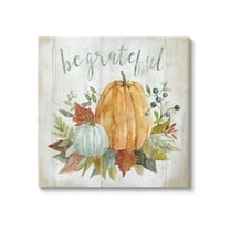 Stupell Industries Be Grateful Autumnal Botanicals Graphic Art Gallery Wrapped Canvas Print Wall Art, Design by Livi Finn