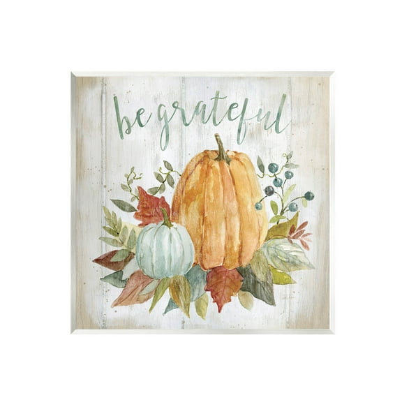 Stupell Industries Be Grateful Autumnal Botanicals Graphic Art Unframed Art Print Wall Art, Design by Livi Finn