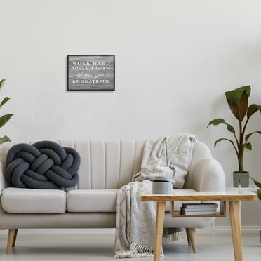 Stupell Industries Be Grateful Rustic Grain Pattern Motivational Phrase Graphic Art Black Framed Art Print Wall Art, Design by Daphne Polselli