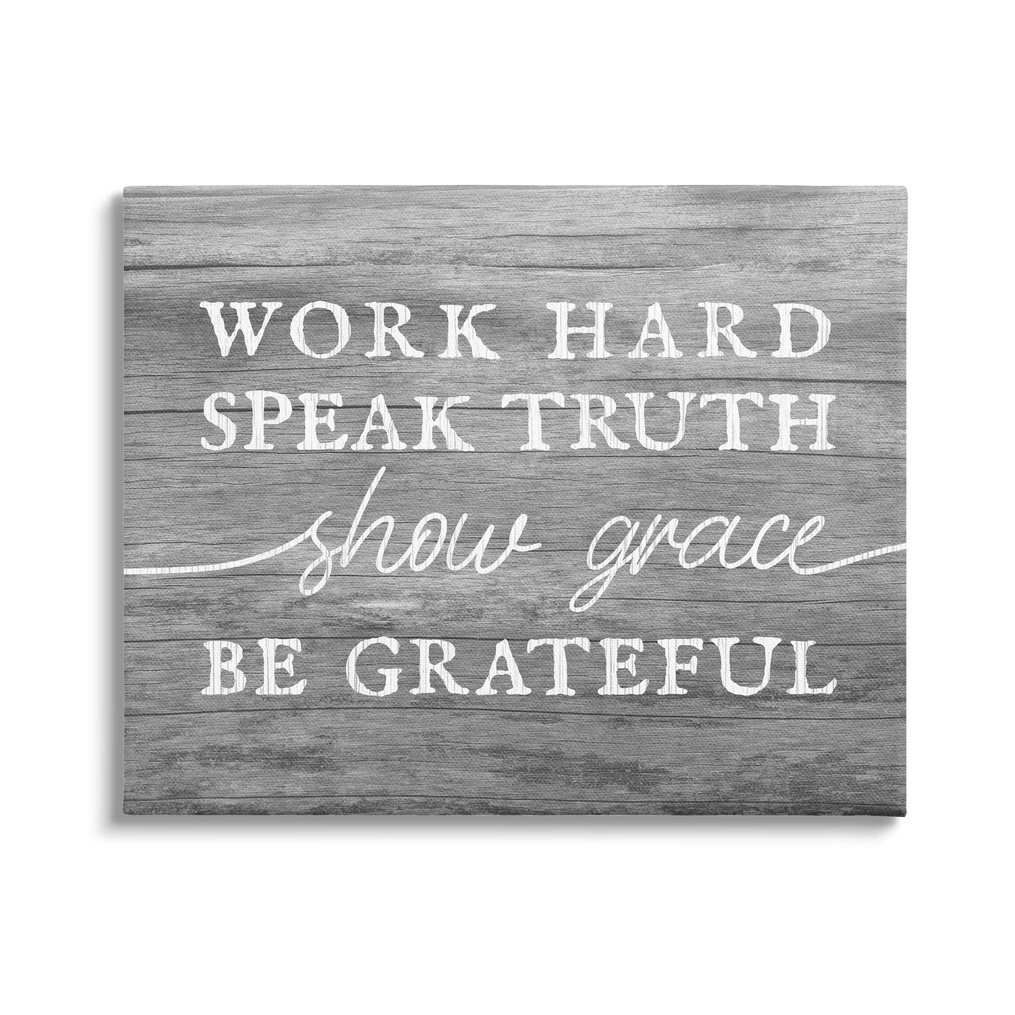 Stupell Industries Be Grateful Rustic Grain Pattern Motivational Phrase Graphic Art Gallery Wrapped Canvas Print Wall Art, Design by Daphne Polselli