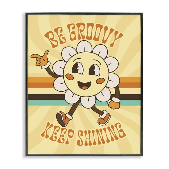 Stupell Industries Be Groovy Keep Shining Text & Numbers Painting Black Framed Art Print Wall Art, 11 x 14