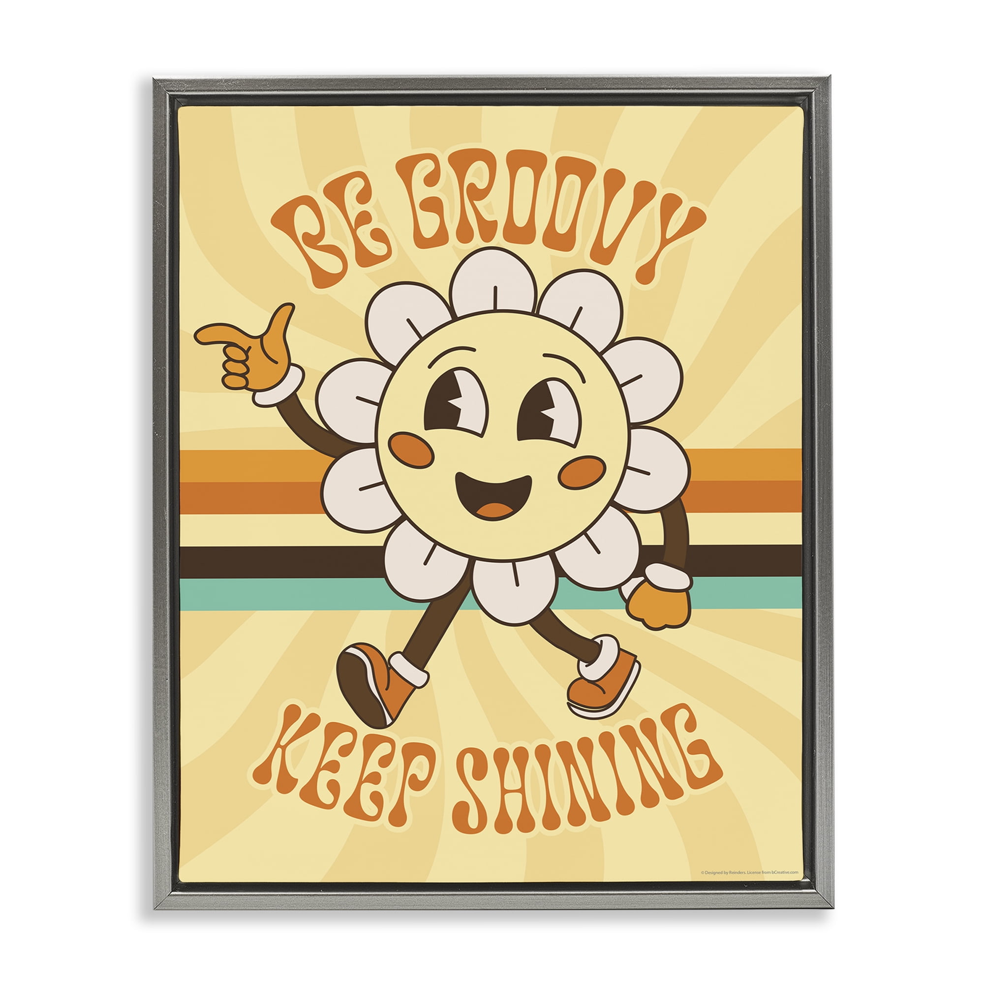 Stupell Industries Be Groovy Keep Shining Text & Numbers Painting Gray Floater Framed Canvas Art Print Wall Art, 25 x 31