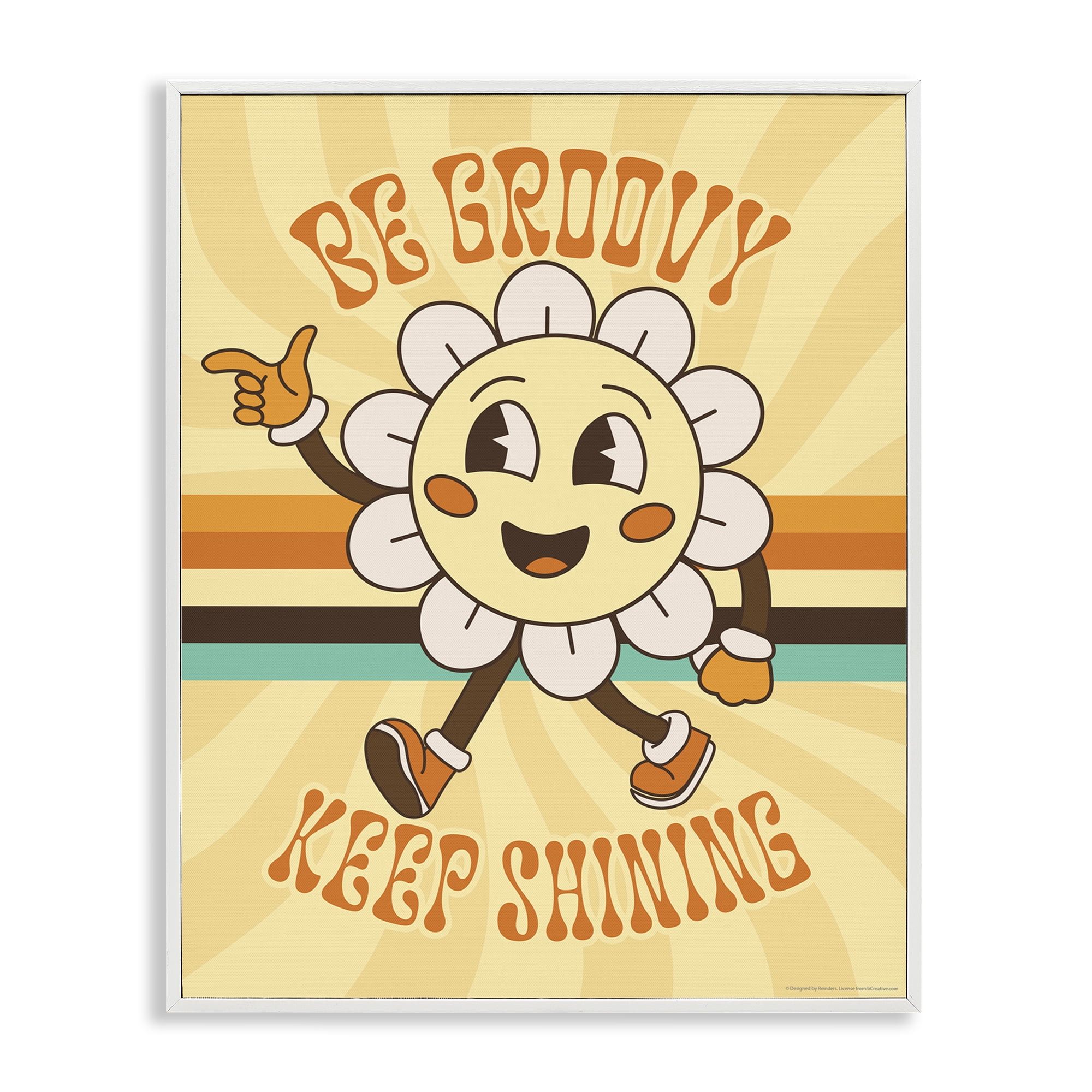 Stupell Industries Be Groovy Keep Shining Text & Numbers Painting White Framed Art Print Wall Art, 16 x 20