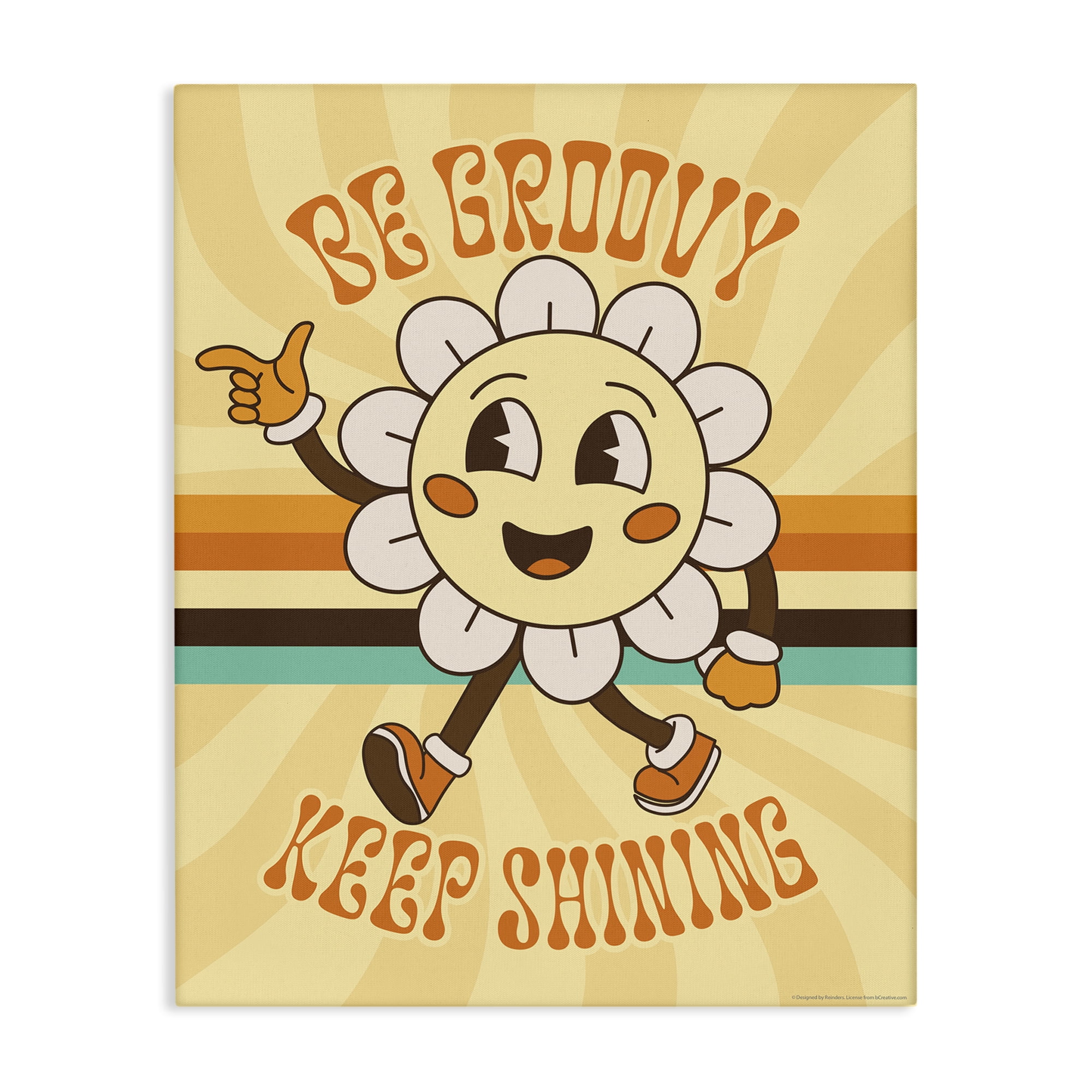 Stupell Industries Be Groovy Keep Shining Text & Numbers Painting Wrapped Canvas Art Print Wall Art, 36 x 48