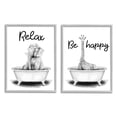thumbnail image 1 of Stupell Industries Be Happy and Relax Jungle Animal Bathtub Illustration Framed Wall Art Design by Rachel Nieman, 2 Piece, 11" x 14", Gray Framed, 1 of 1