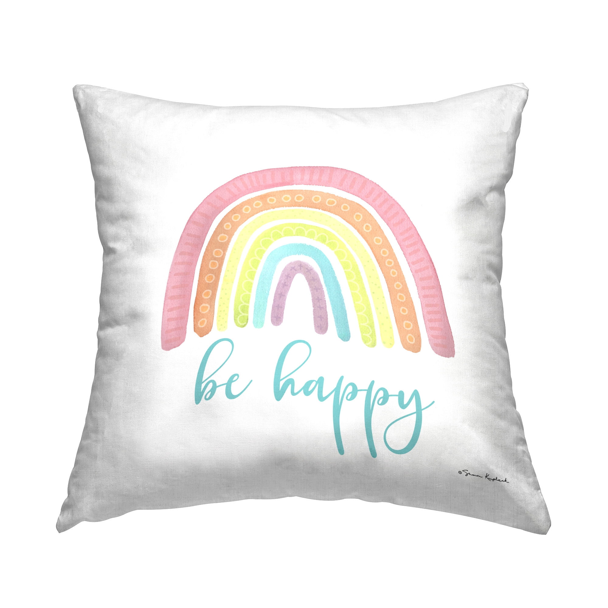 Stupell Industries Be Happy with Rainbow Decorative Printed Throw Pillow Design by Sharon Kuplack