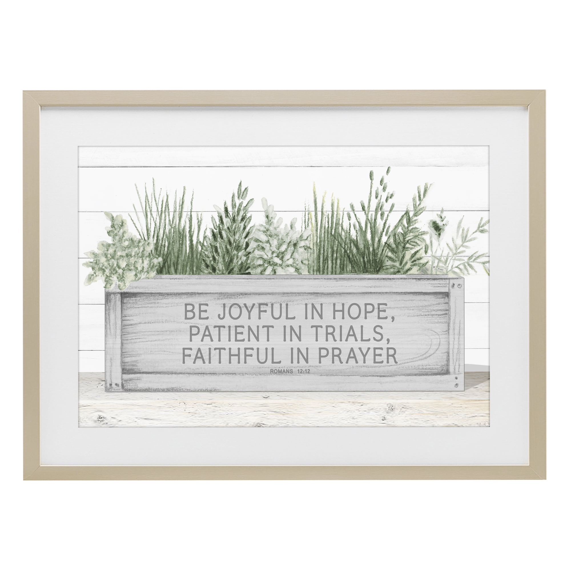 Stupell Industries Be Joyful Flower Box Birch Framed Print Under Glass, design by Janice Gaynor