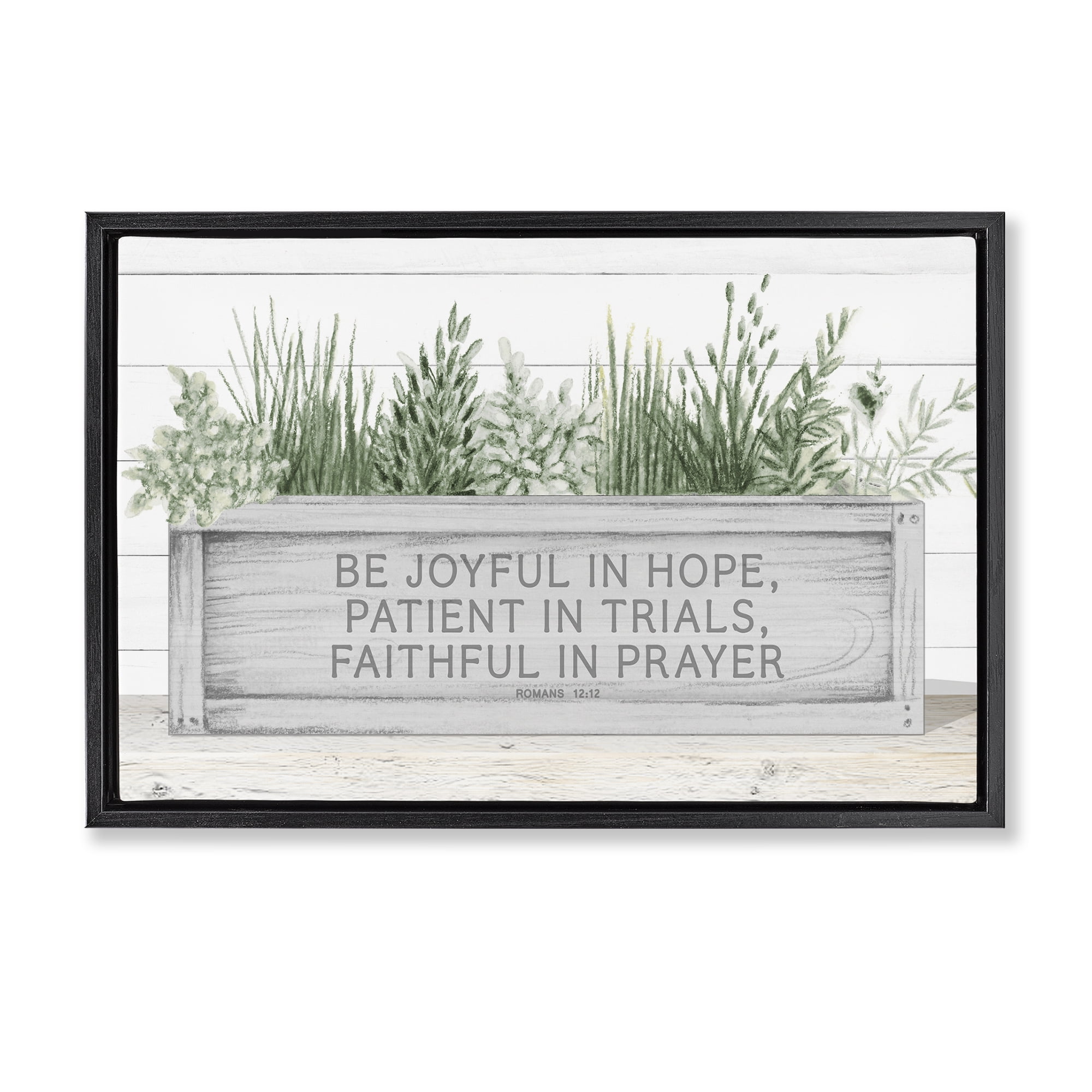 Stupell Industries Be Joyful Flower Box Black Framed Floater Canvas Wall Art, design by Janice Gaynor