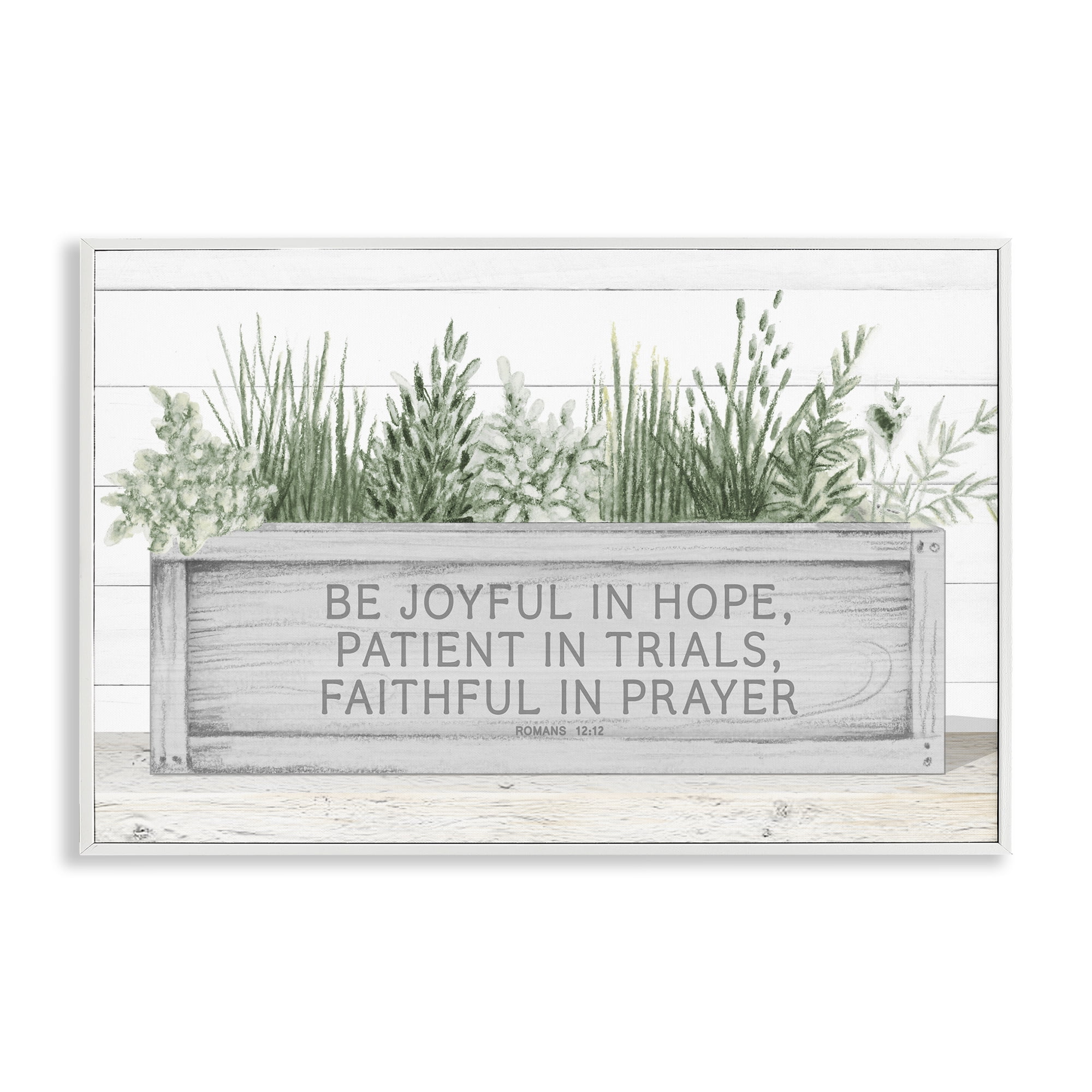 Stupell Industries Be Joyful Flower Box White Framed Giclee Art, design by Janice Gaynor