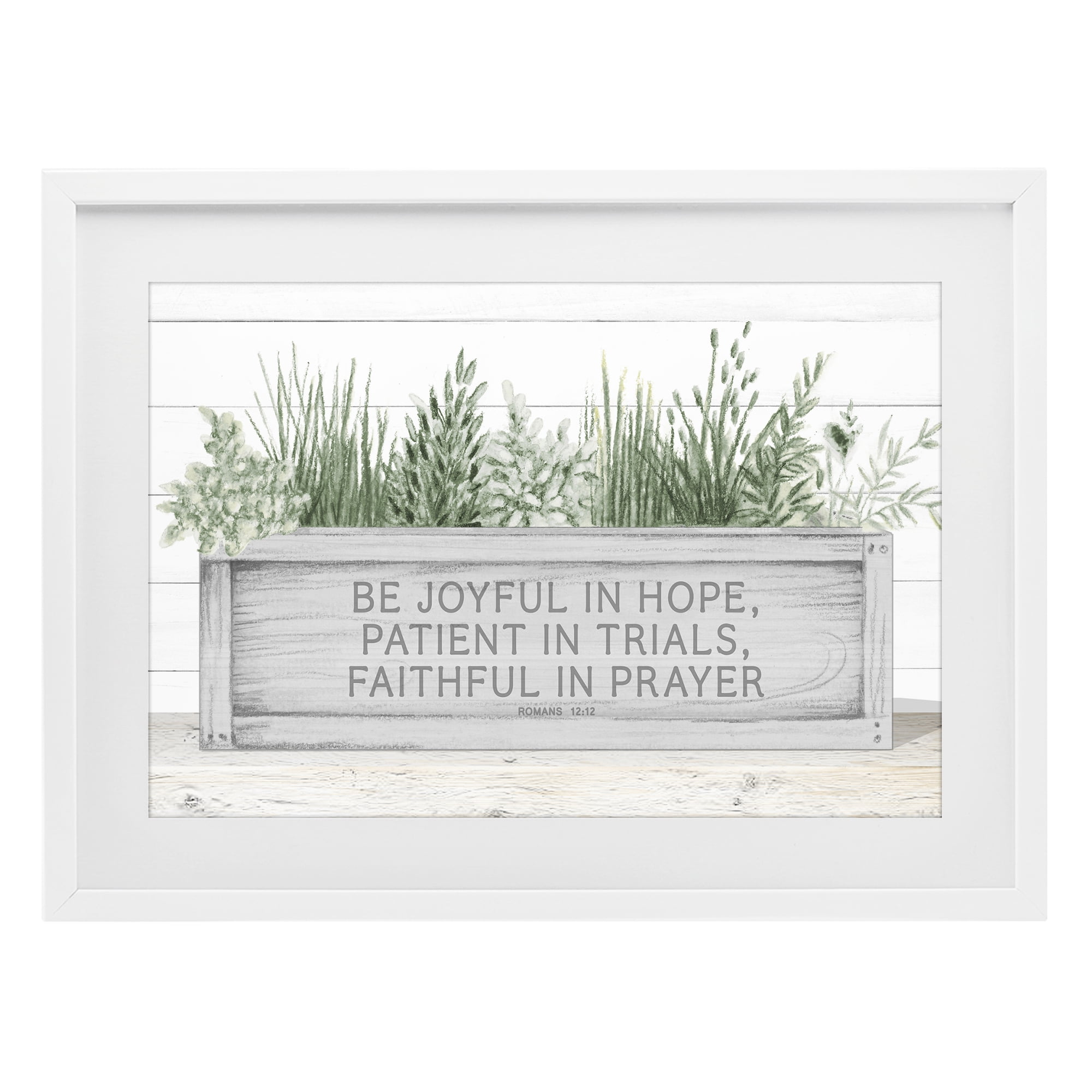 Stupell Industries Be Joyful Flower Box White Framed Print Under Glass, design by Janice Gaynor