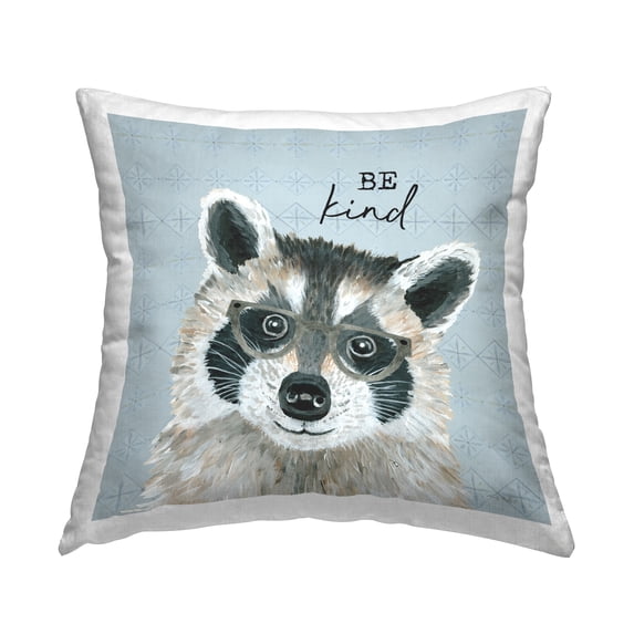 Stupell Industries Be Kind Blue Patterned Racoon Printed Throw Pillow Design by Cindy Jacobs