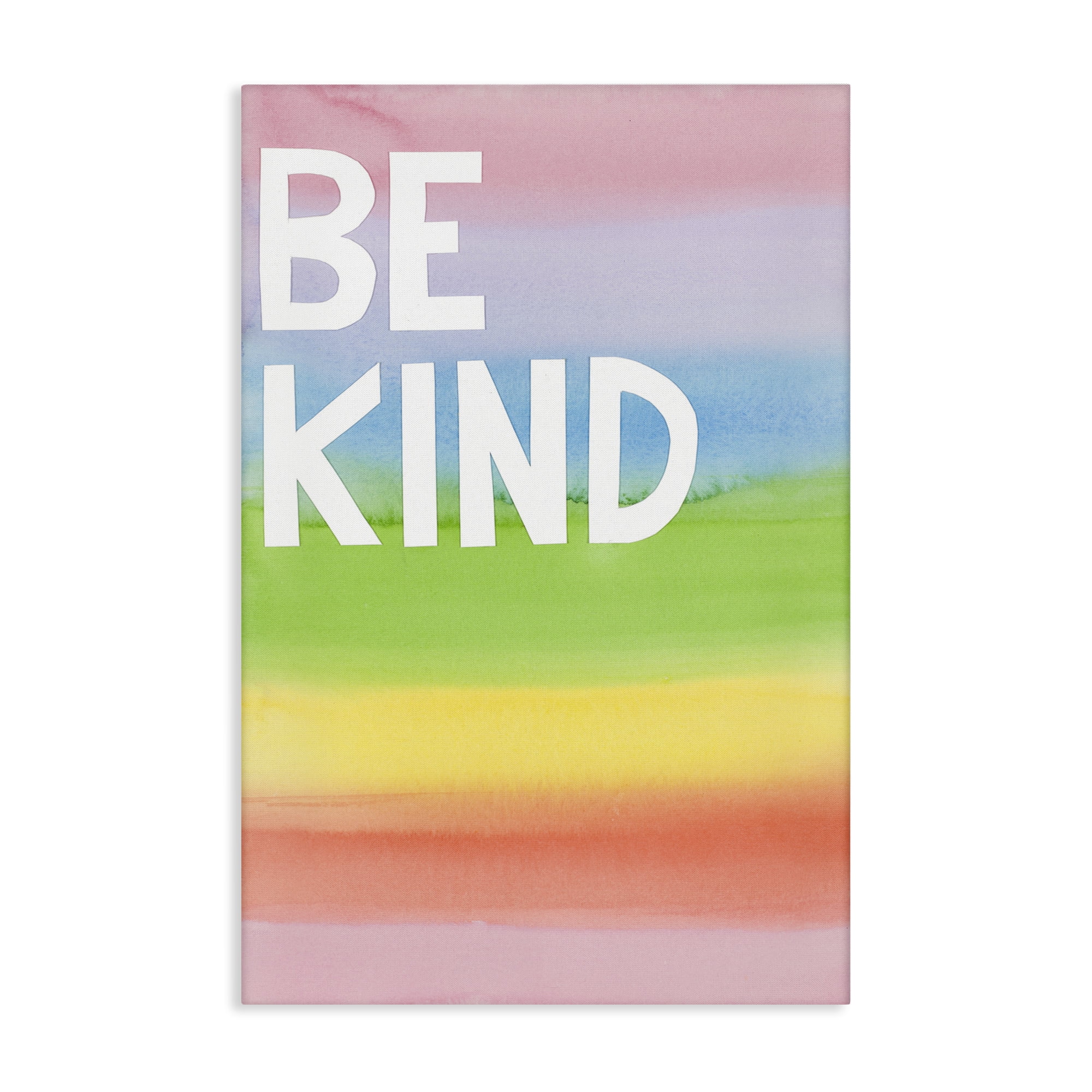 Stupell Industries Be Kind Ombre Rainbow Typography Painting Gallery Wrapped Canvas Art Print Wall Art, 20 x 30