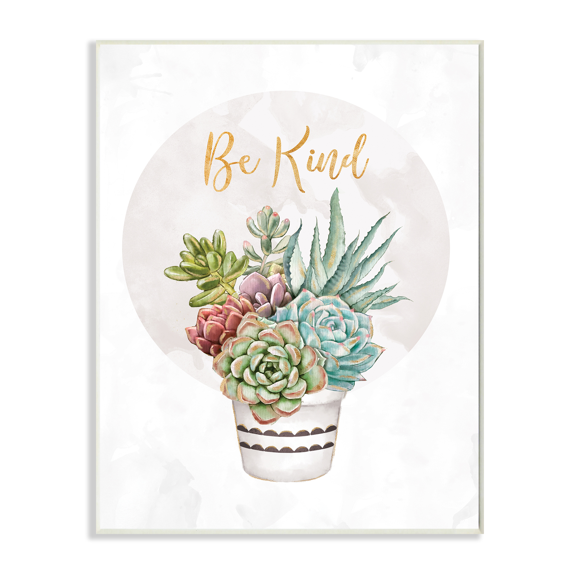 Stupell Industries Be Kind Phrase Soft Potted Succulents Botanical & Floral Painting Unframed Art Print Wall Art, 10 x 15