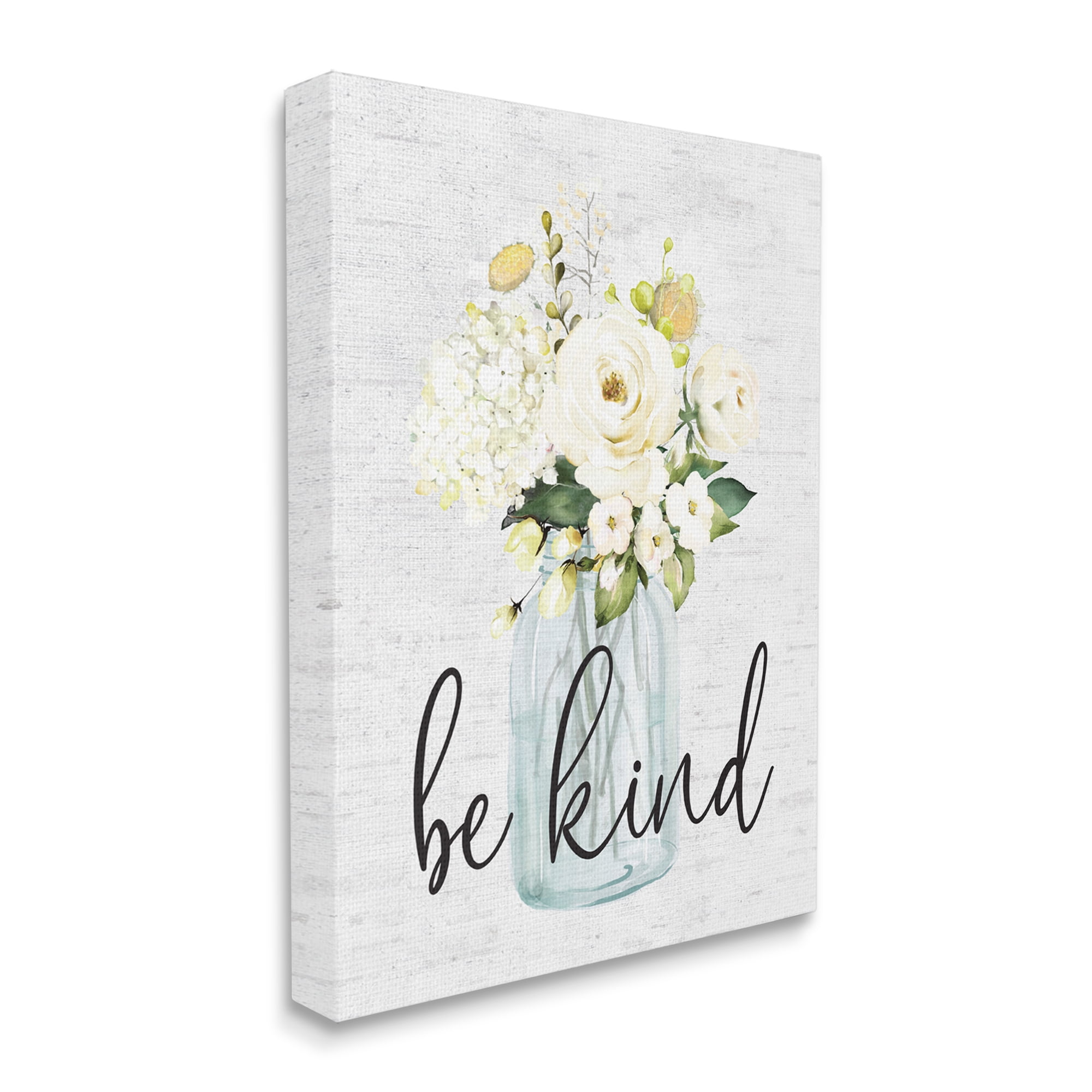 Stupell Industries Be Kind Soft Spring Bouquet Positivity Sentiment Canvas Wall Art Design by Lettered and Lined, 36" x 48"