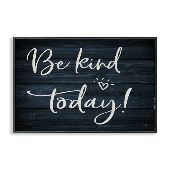 Stupell Industries Be Kind Today Text & Numbers Painting Black Framed Art Print Wall Art, 18 x 12