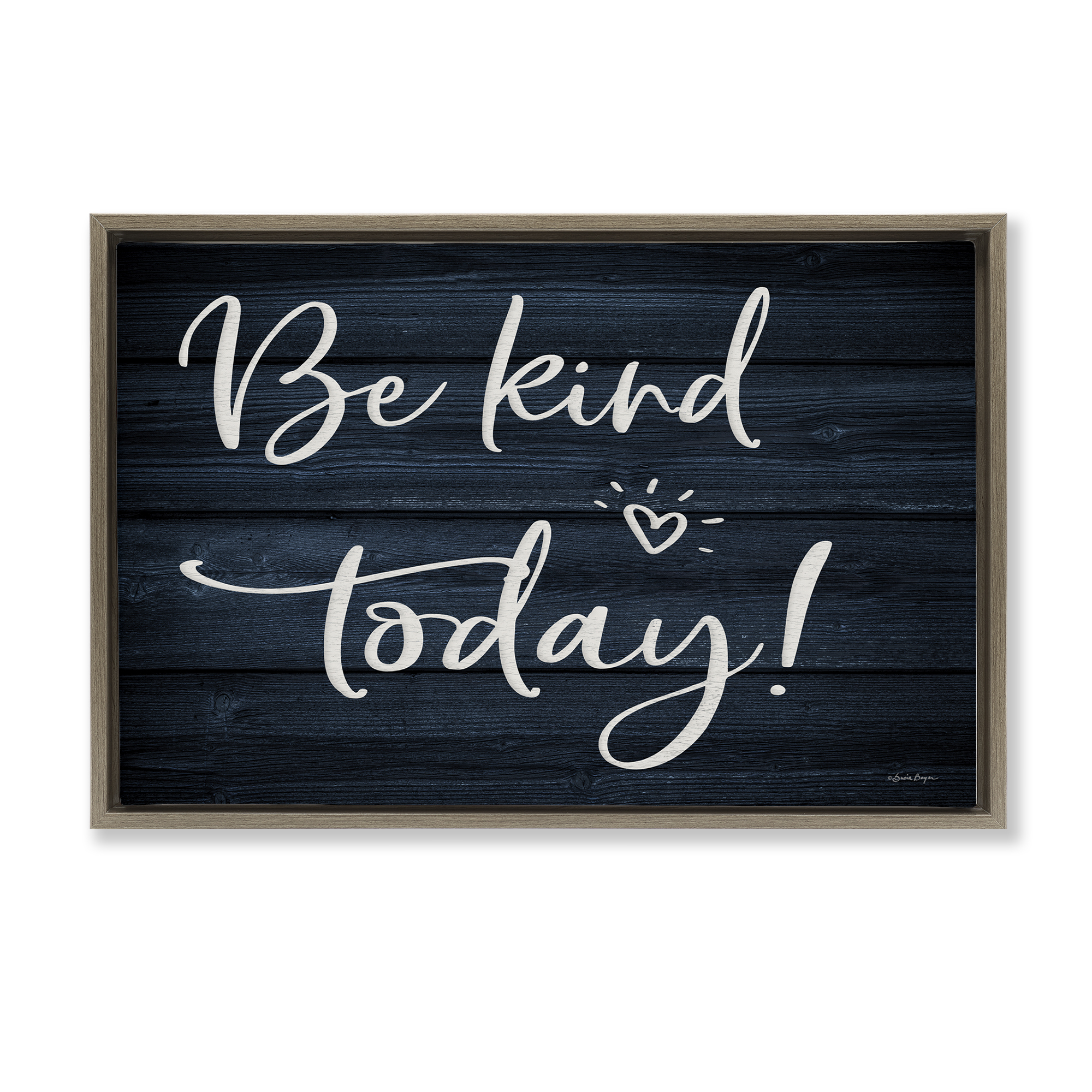 Stupell Industries Be Kind Today Text & Numbers Painting Brown Floater Framed Canvas Art Print Wall Art, 31 x 21