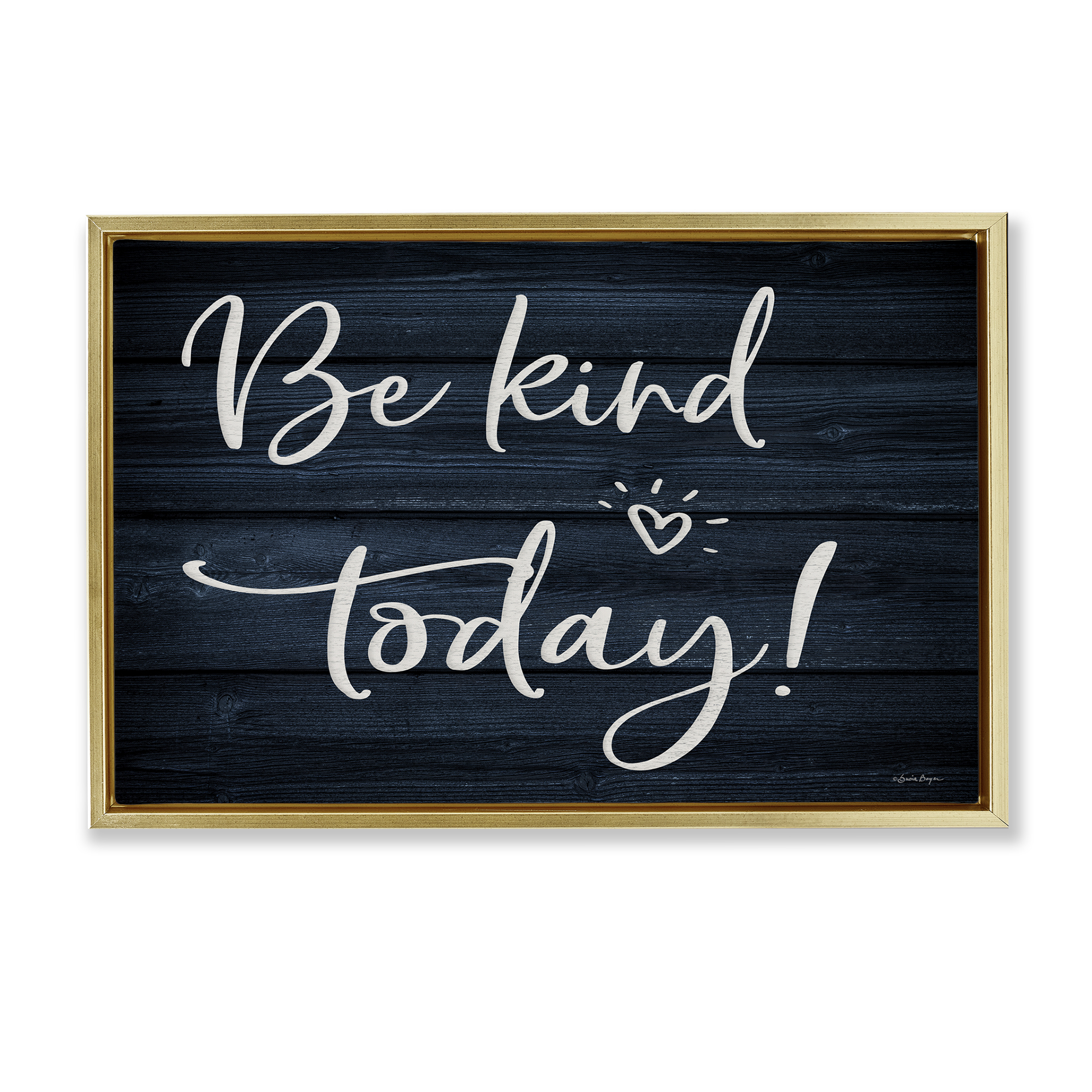 Stupell Industries Be Kind Today Text & Numbers Painting Gold Floater Framed Canvas Art Print Wall Art, 25 x 17