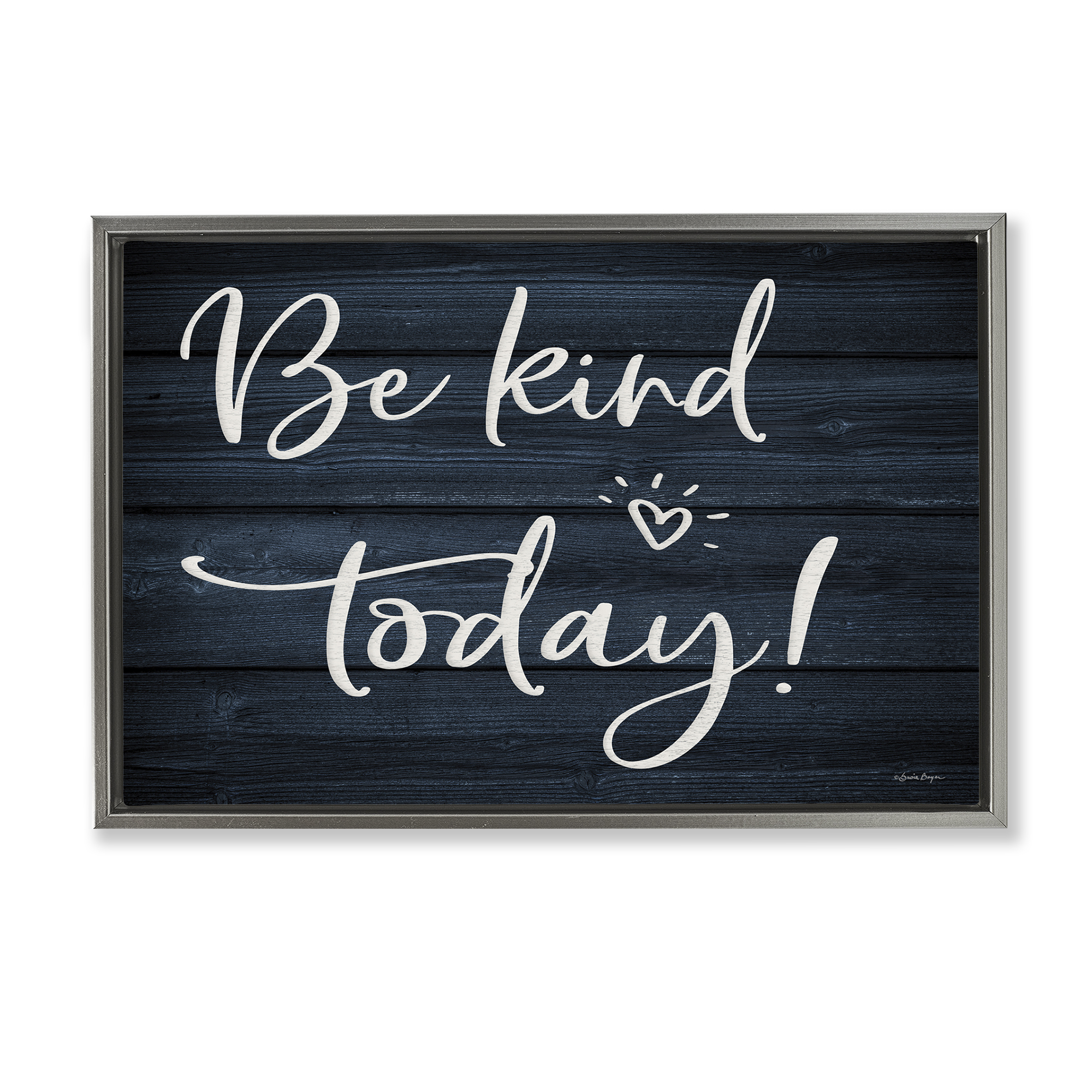 Stupell Industries Be Kind Today Text & Numbers Painting Gray Floater Framed Canvas Art Print Wall Art, 31 x 21