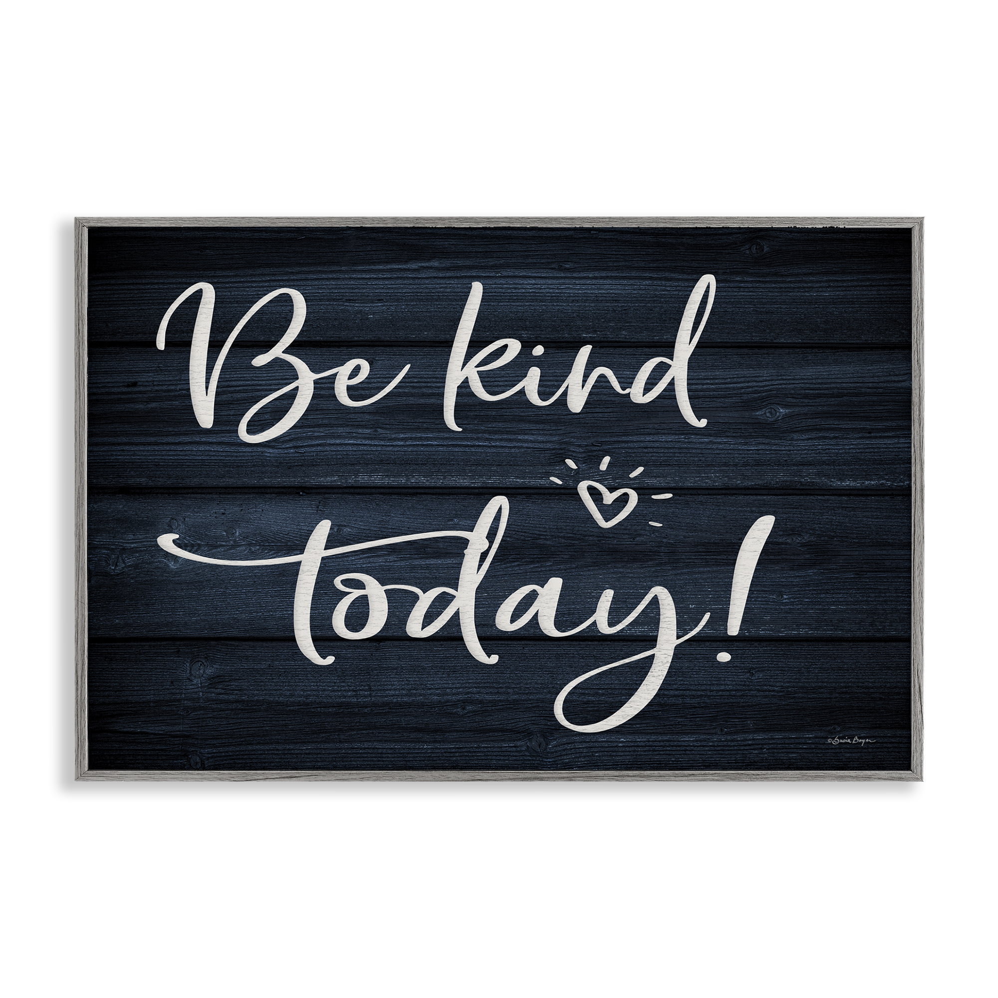 Stupell Industries Be Kind Today Text & Numbers Painting Gray Framed Art Print Wall Art, 18 x 12