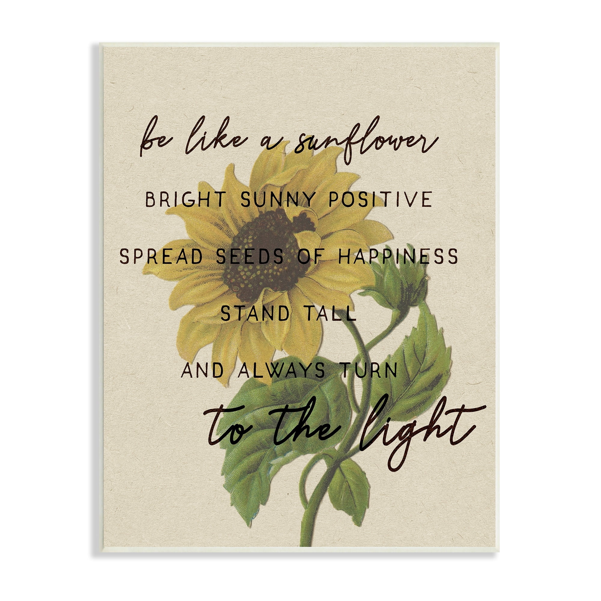 Stupell Industries Be Like A Sunflower Motivational Phrase Vintage Floral, 13 x 19,Design by Daphne Polselli