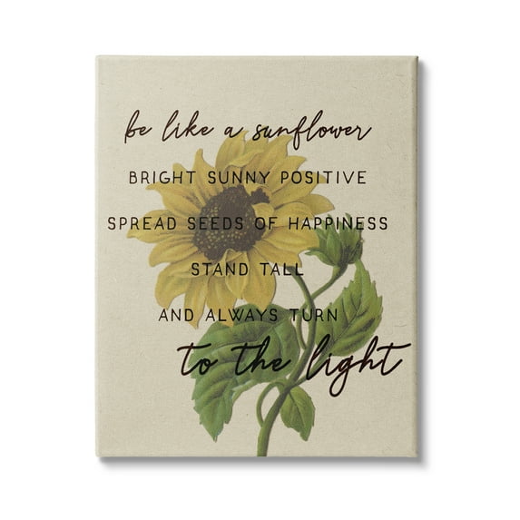 Stupell Industries Be Like A Sunflower Motivational Phrase Vintage Floral, 36 x 48,Design by Daphne Polselli