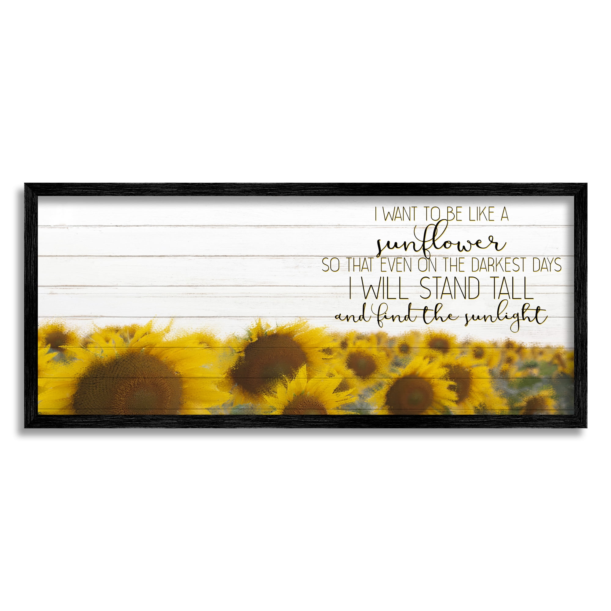 Stupell Industries Be Like A Sunflower Wood Texture Inspiring Word Design, 13 x 30,Design by Kimberly Allen
