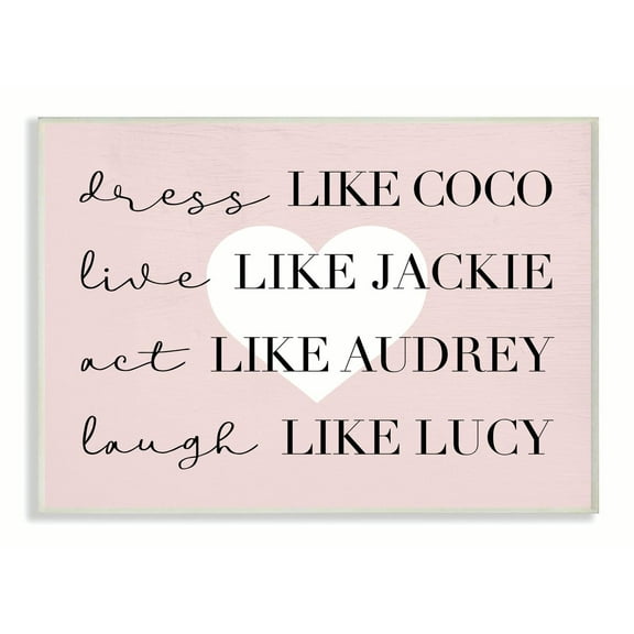 Stupell Industries Be Like Glam Fashion Pink White Heart Word Design Drawings Unframed Art Print Wall Art, 10x15, by Daphne Polselli