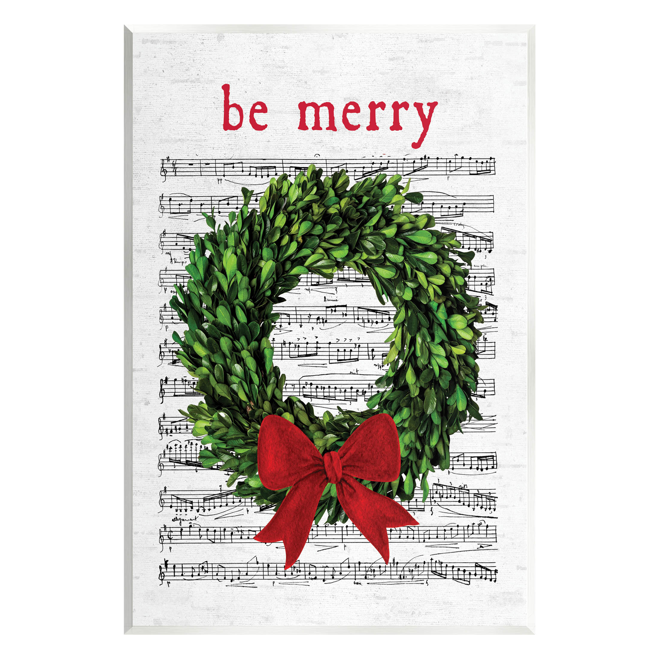 Stupell Industries Be Merry Holiday Music Wreath Graphic Art Unframed Art Print Wall Art, Design by Lettered and Lined