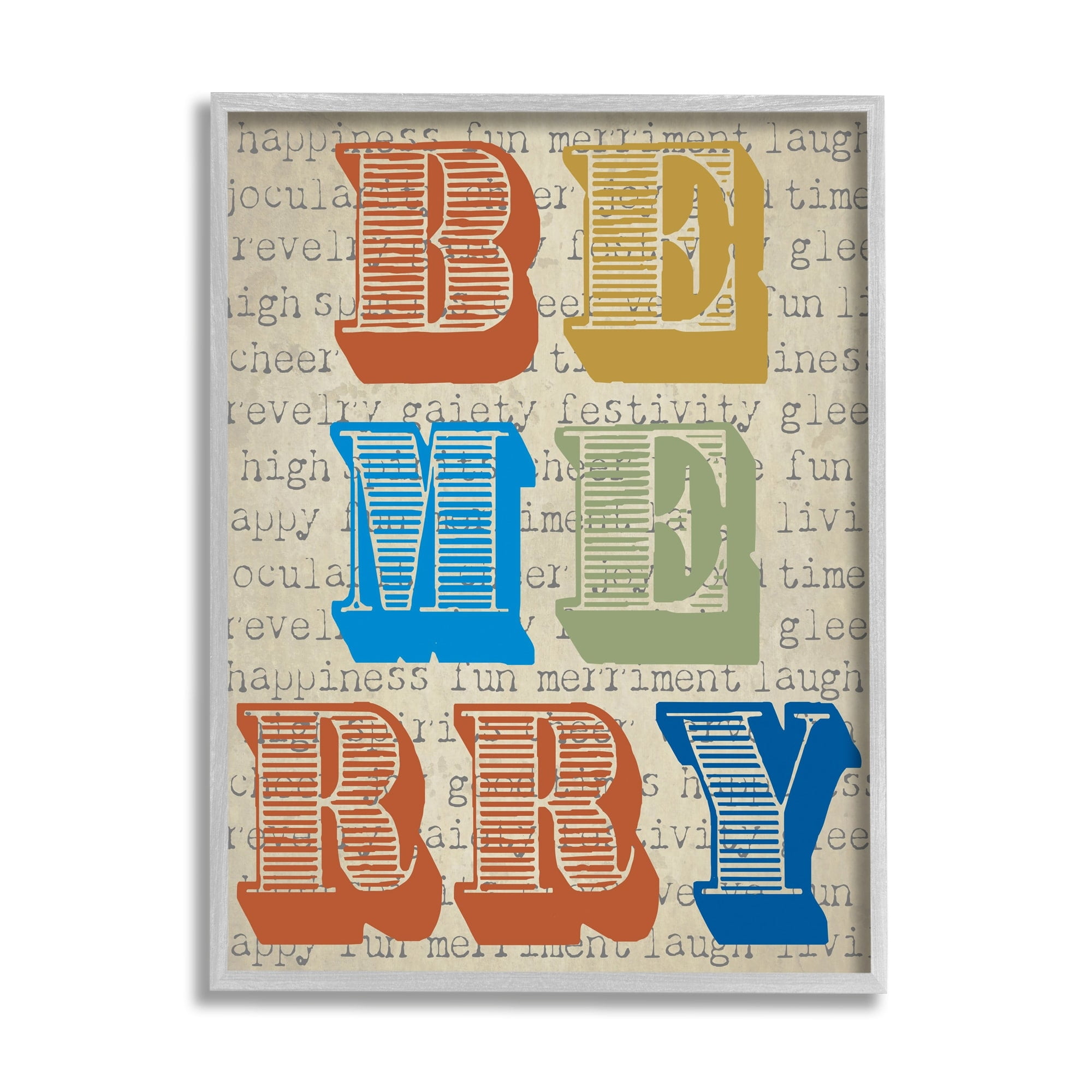 Stupell Industries Be Merry Kitchen Sign Vintage Style Typography Graphic Art Gray Framed Art Print Wall Art, Design by Graffitee Studios