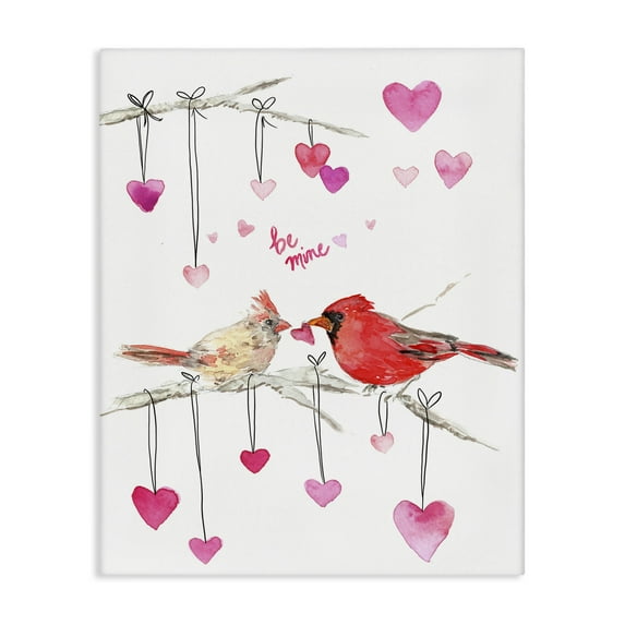 Stupell Industries Be Mine Cardinals Holiday Painting Gallery Wrapped Canvas Art Print Wall Art, 16 x 20