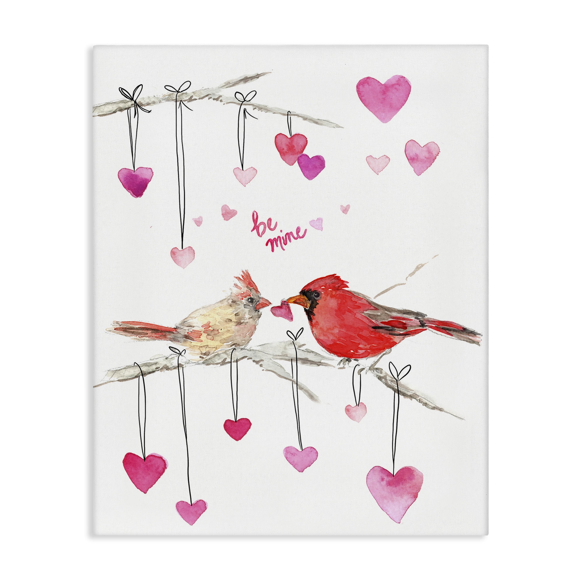Stupell Industries Be Mine Cardinals Holiday Painting Gallery Wrapped Canvas Art Print Wall Art, 36 x 48