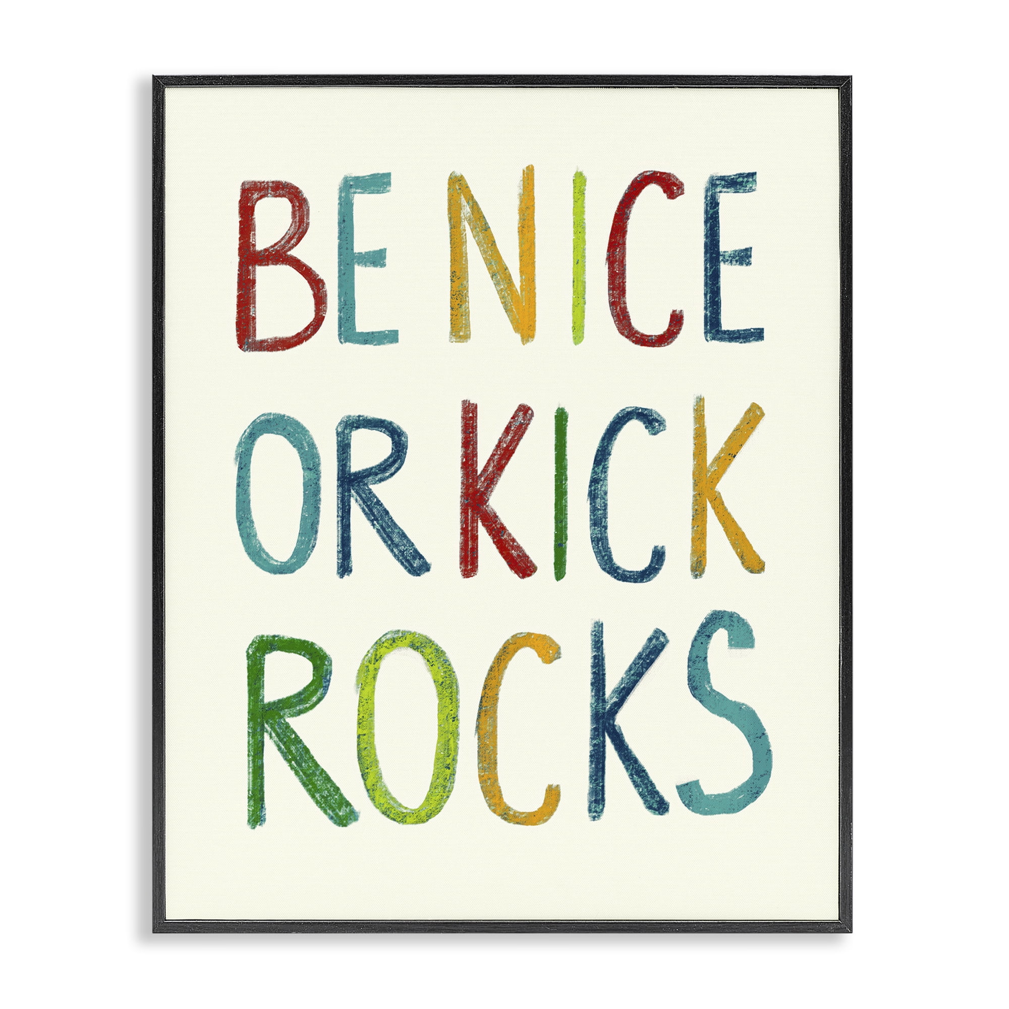 Stupell Industries Be Nice Minimal Phrase Text & Numbers Painting Black Framed Art Print Wall Art, 24 x 30