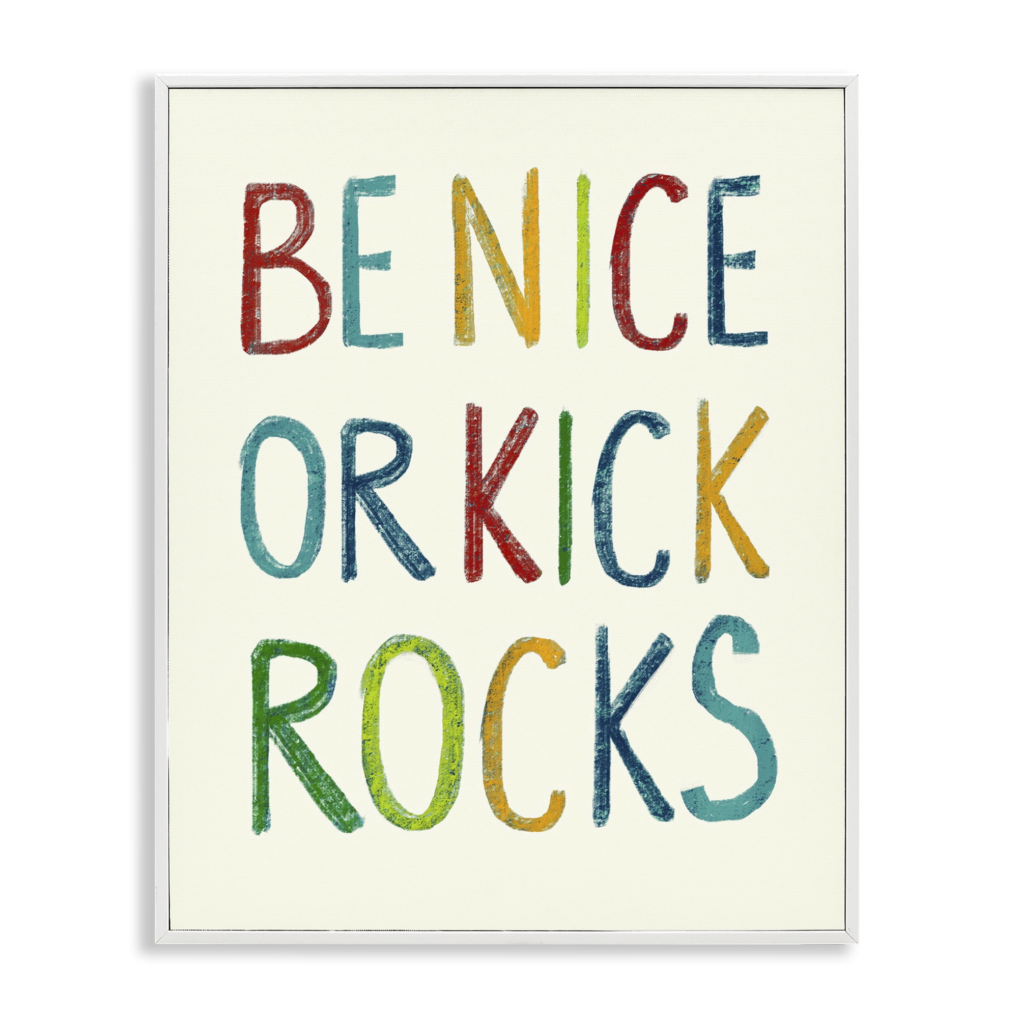 Stupell Industries Be Nice Minimal Phrase Text & Numbers Painting White Framed Art Print Wall Art, 24 x 30