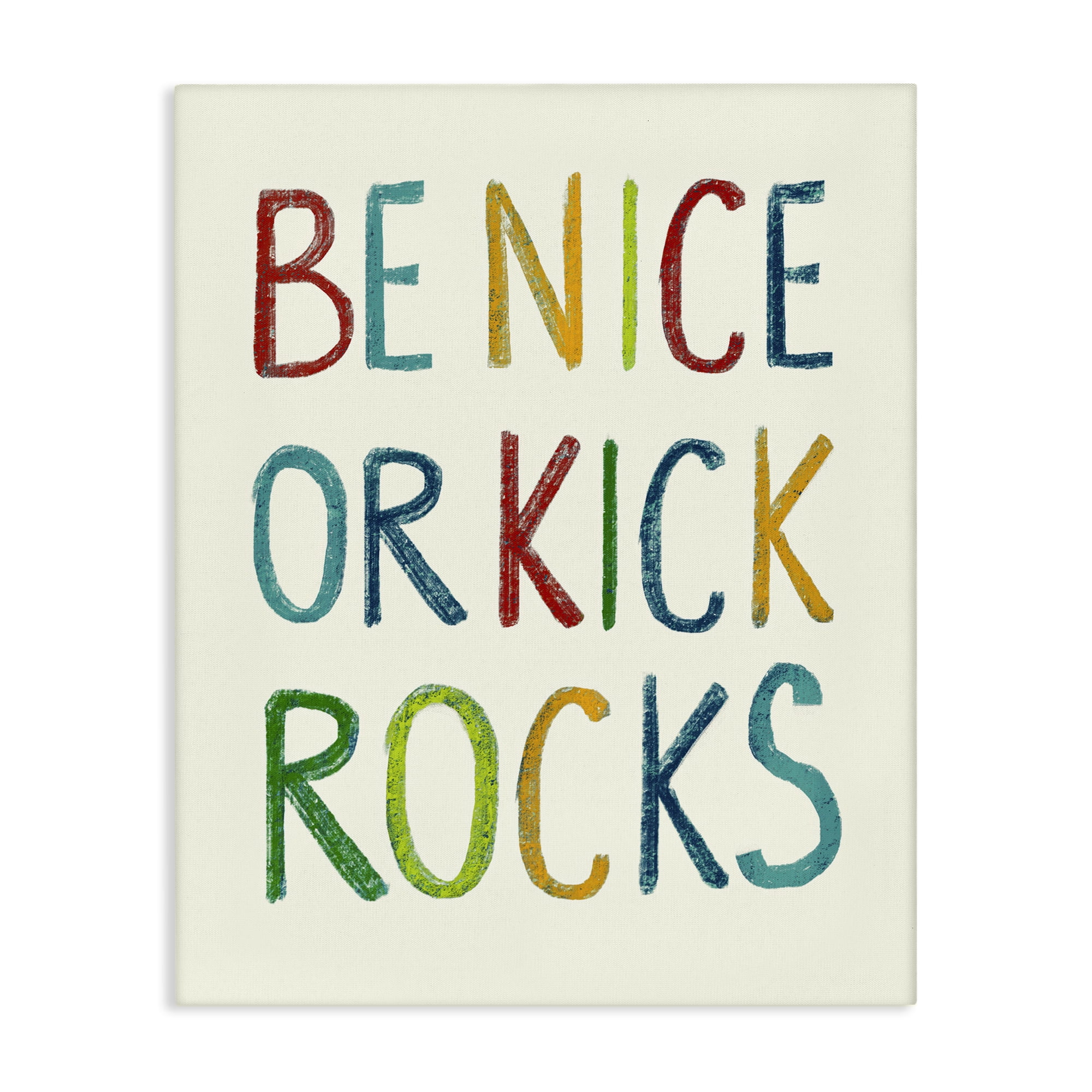 Stupell Industries Be Nice Minimal Phrase Text & Numbers Painting Wrapped Canvas Art Print Wall Art, 24 x 30