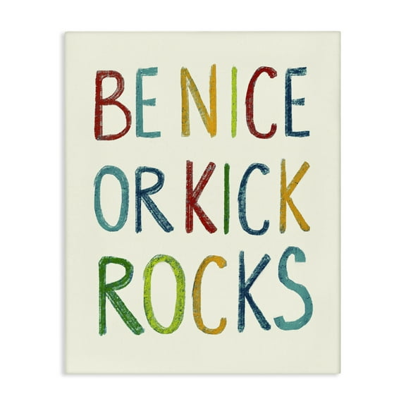 Stupell Industries Be Nice Minimal Phrase Text & Numbers Painting Wrapped Canvas Art Print Wall Art, 24 x 30