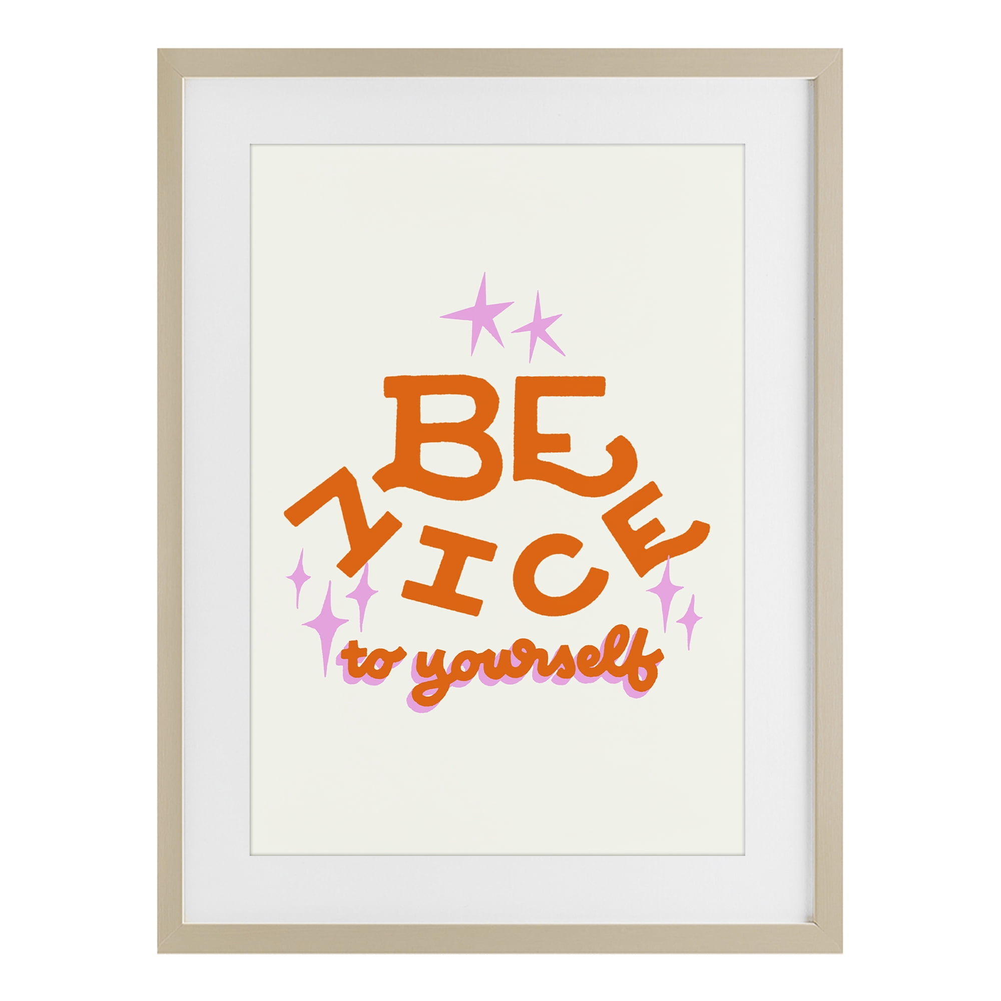 Stupell Industries Be Nice To Yourself Birch Framed Print Under Glass, design by Indira Prieto | IndySign