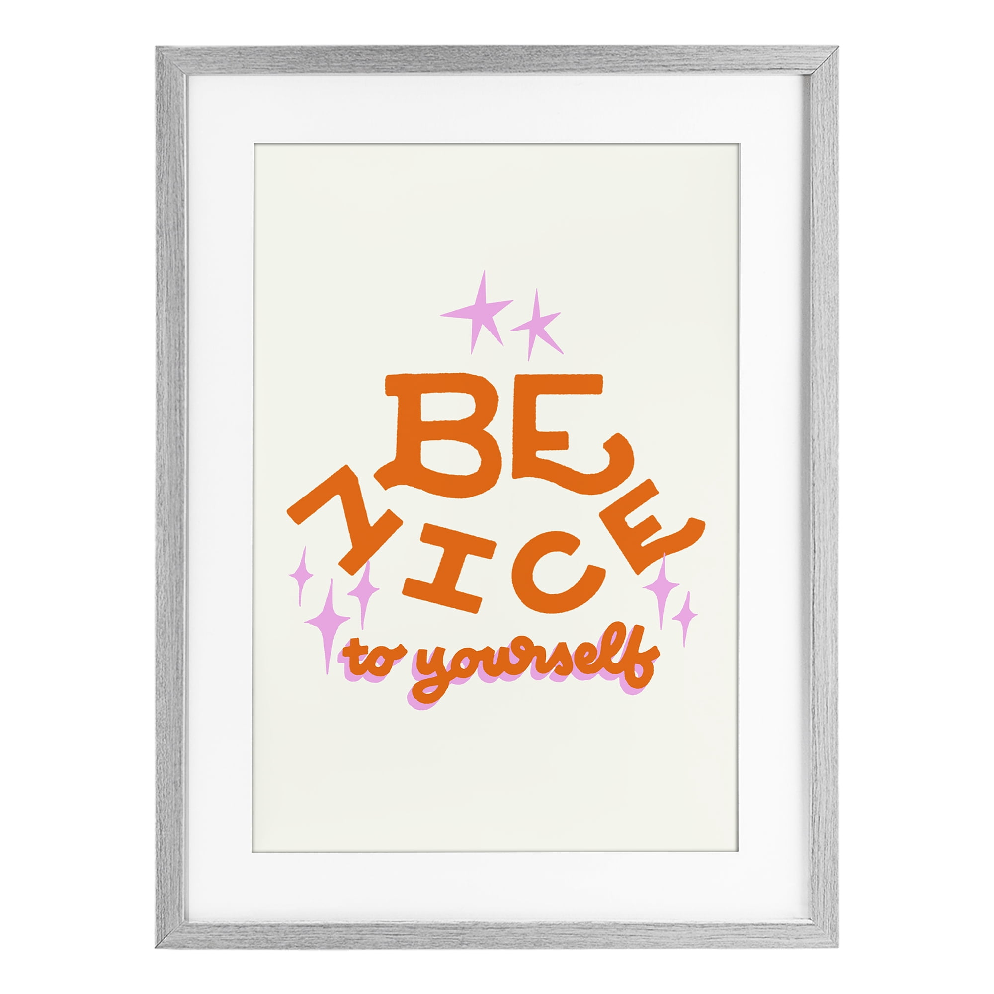 Stupell Industries Be Nice To Yourself Gray Framed Print Under Glass, design by Indira Prieto | IndySign