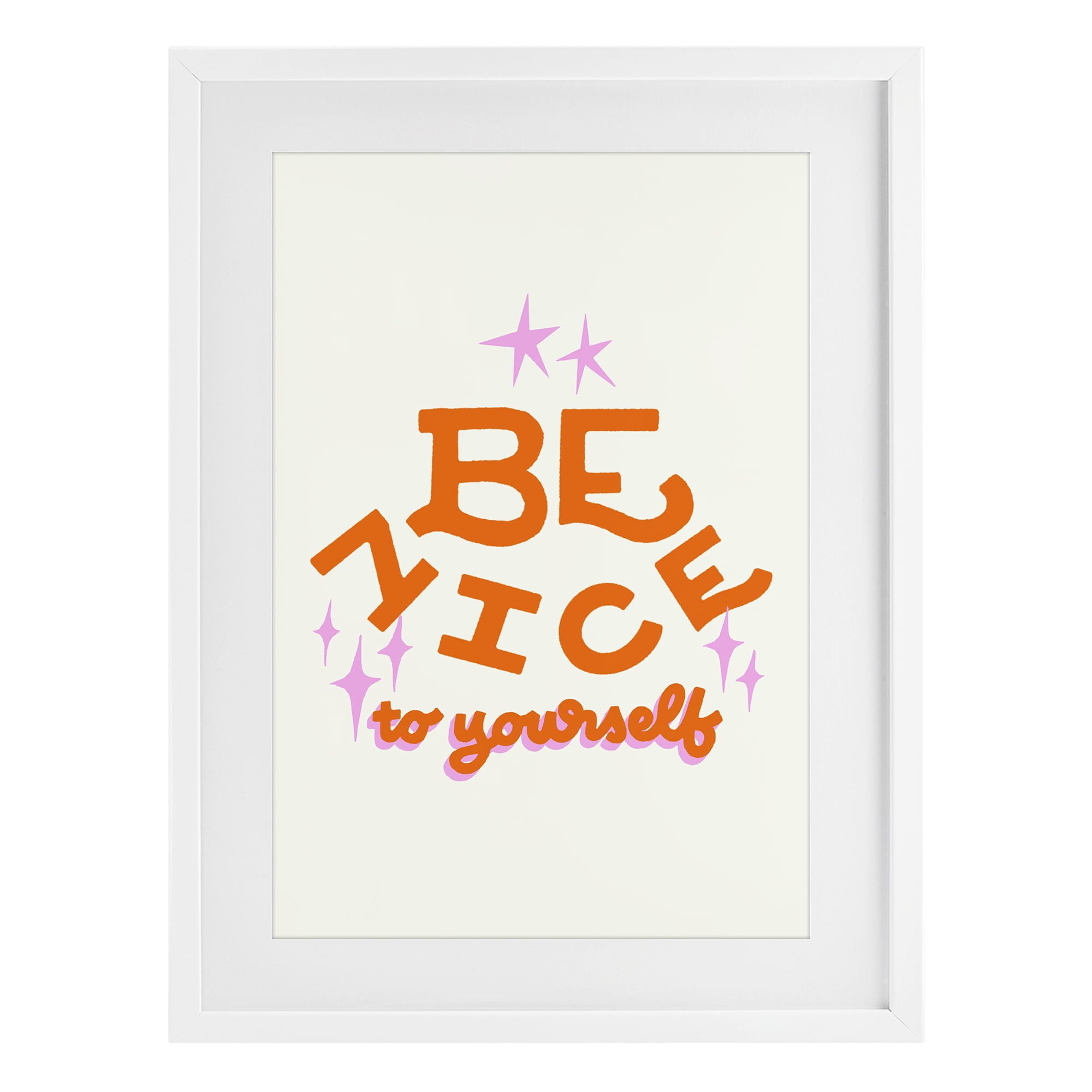 Stupell Industries Be Nice To Yourself White Framed Print Under Glass, design by Indira Prieto | IndySign