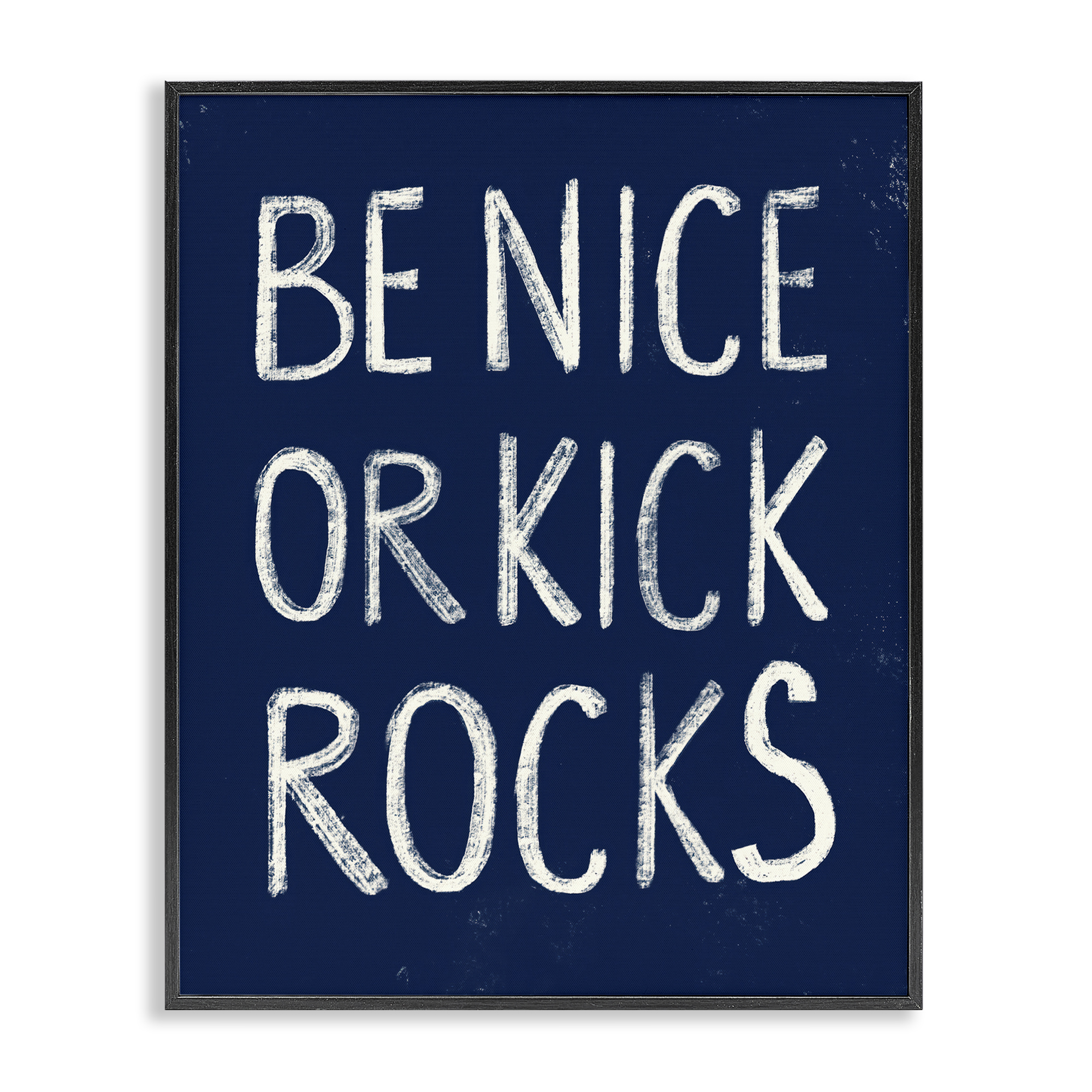 Stupell Industries Be Nice or Kick Rocks Text & Numbers Painting Black Framed Art Print Wall Art, 24 x 30